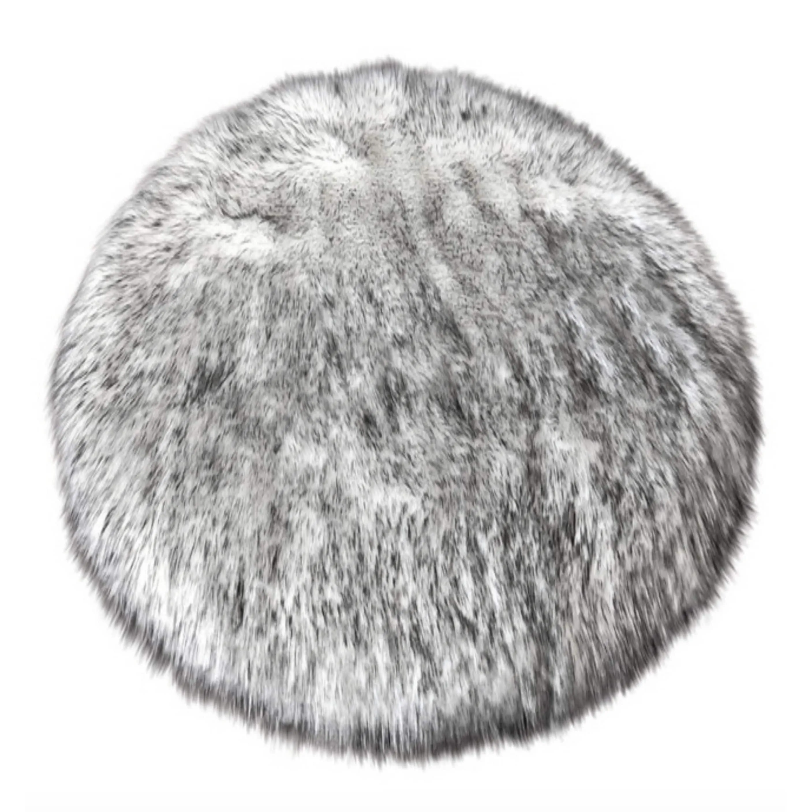 Silver Orchid Nansen Luxurious Faux Sheepskin Round Shag Area Rug