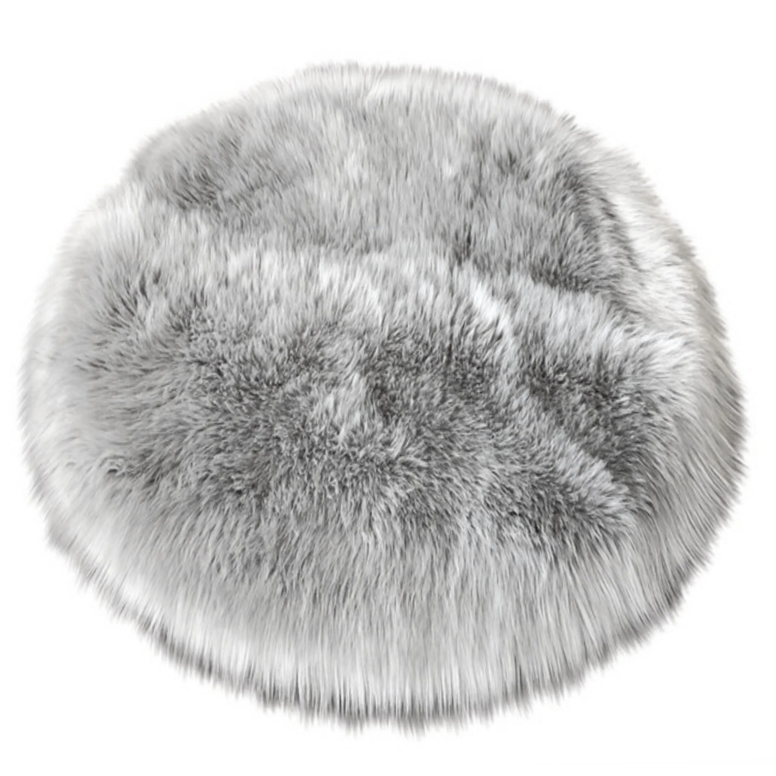 Silver Orchid Nansen Luxurious Faux Sheepskin Round Shag Area Rug