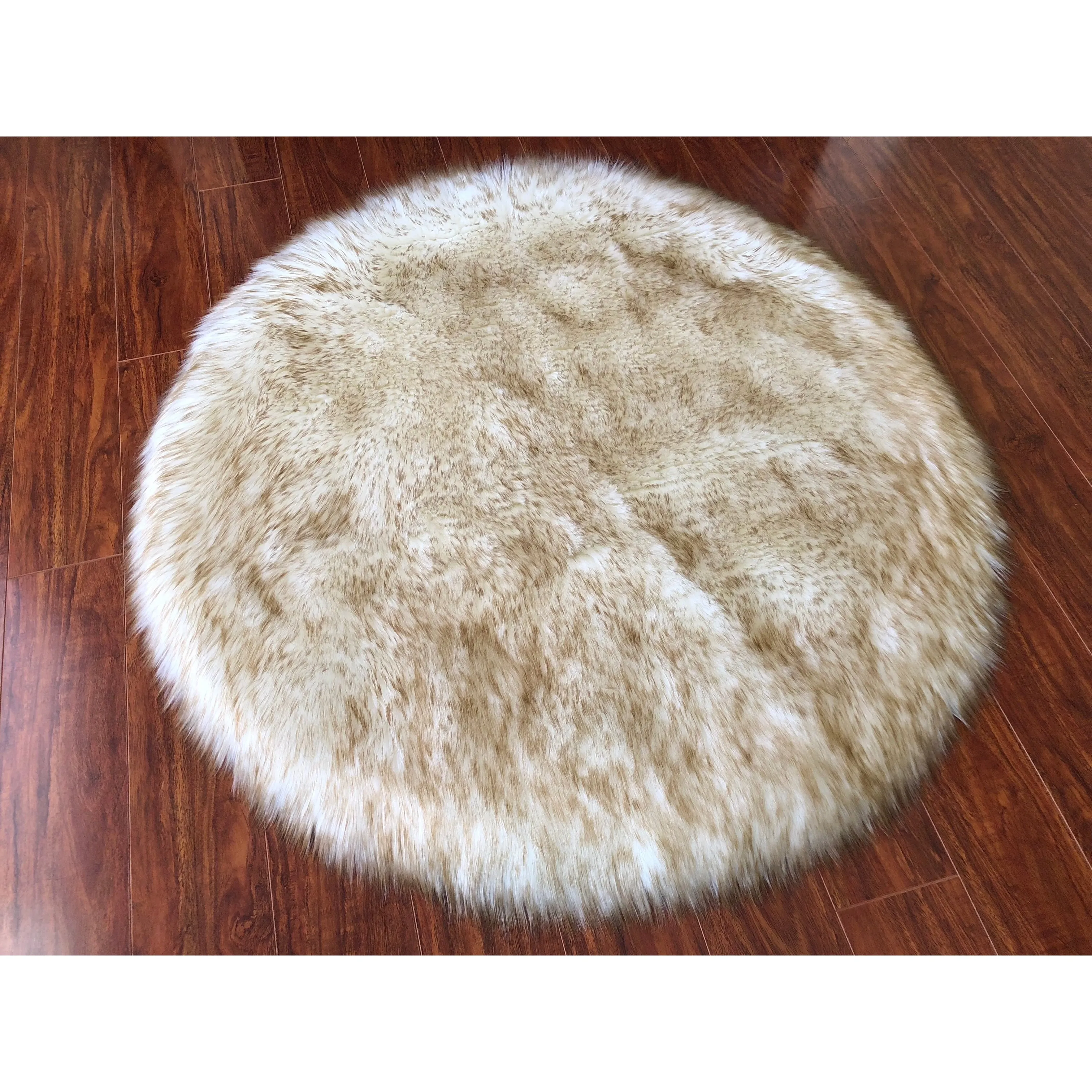 Silver Orchid Nansen Luxurious Faux Sheepskin Round Shag Area Rug