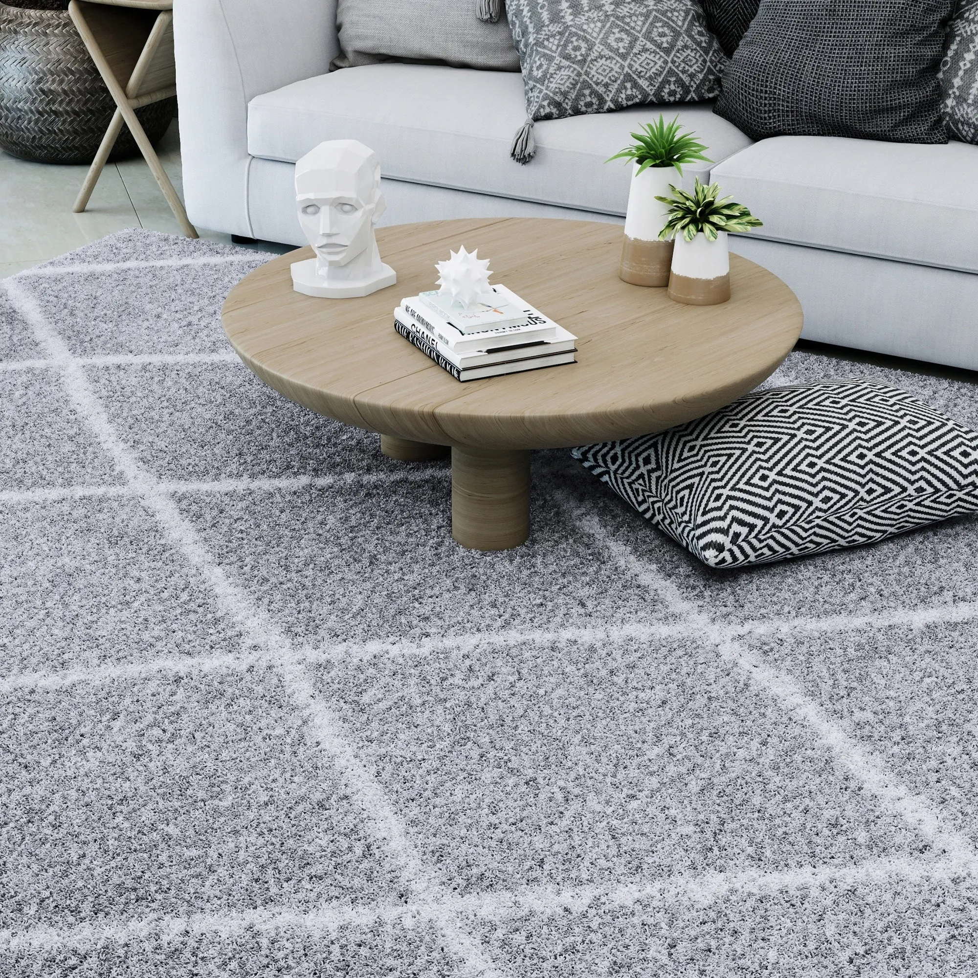 Sohni Shag Farmhouse Diamond Indoor Area Rug