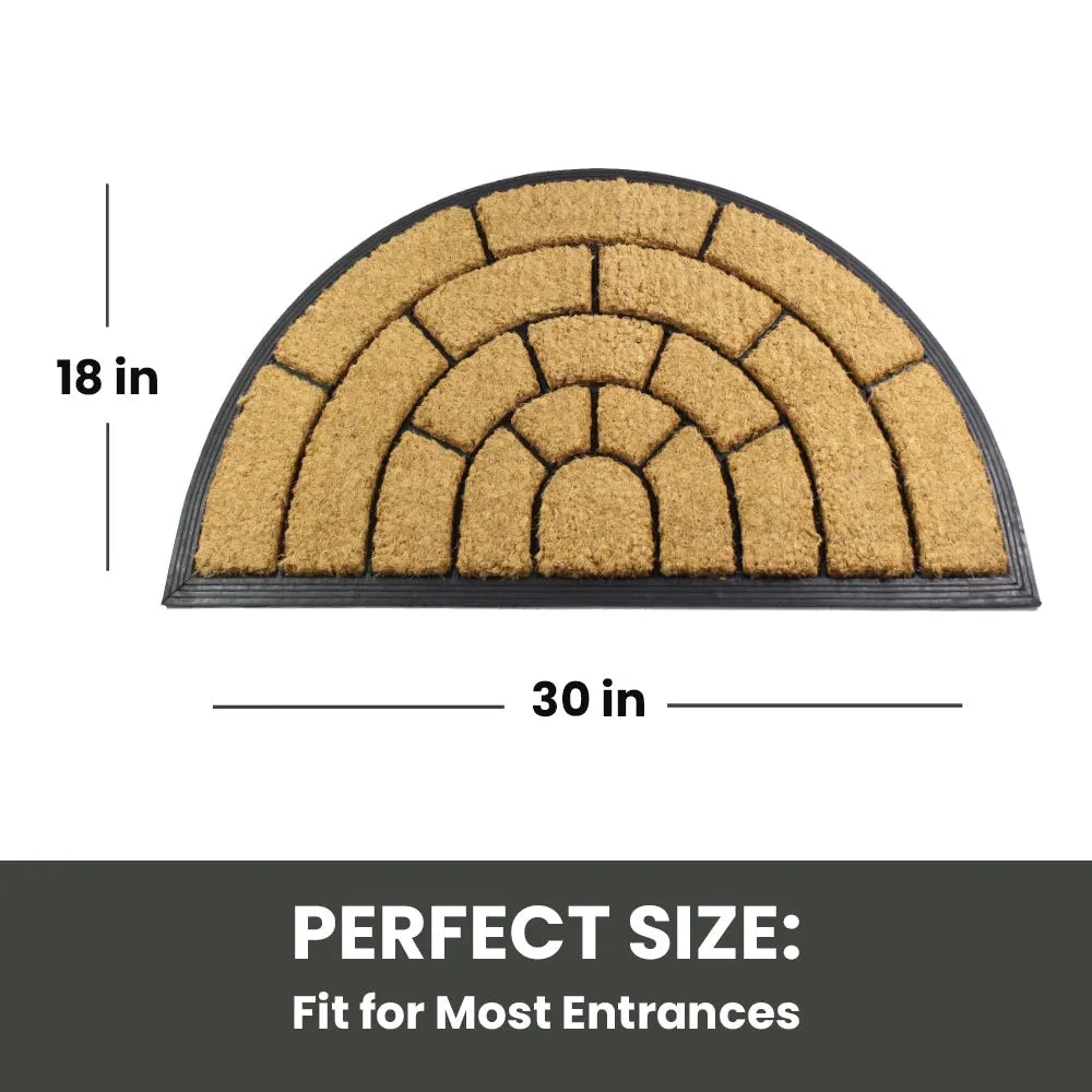 Sol Arc Coir Doormat Half Round Rubber Mat Non-Slip Rubber Backing Doormat