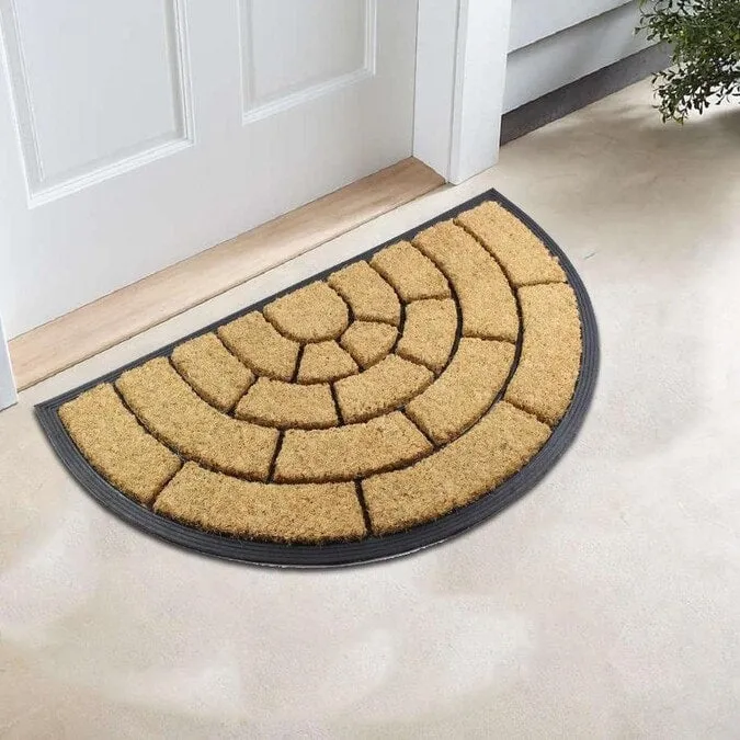 Sol Arc Coir Doormat Half Round Rubber Mat Non-Slip Rubber Backing Doormat