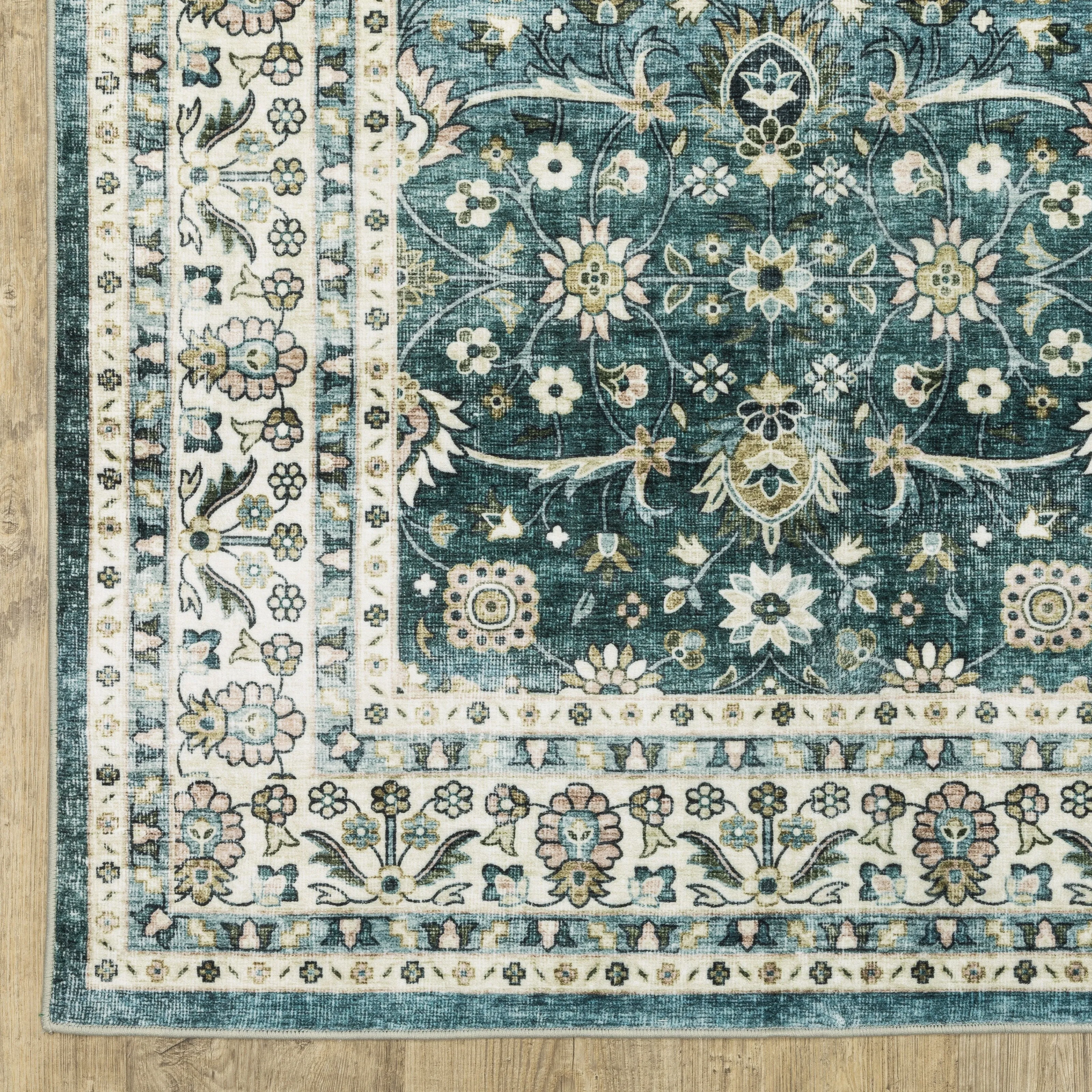 Style Haven Sunderland Bordered Traditional Machine Washable Area Rug Mat
