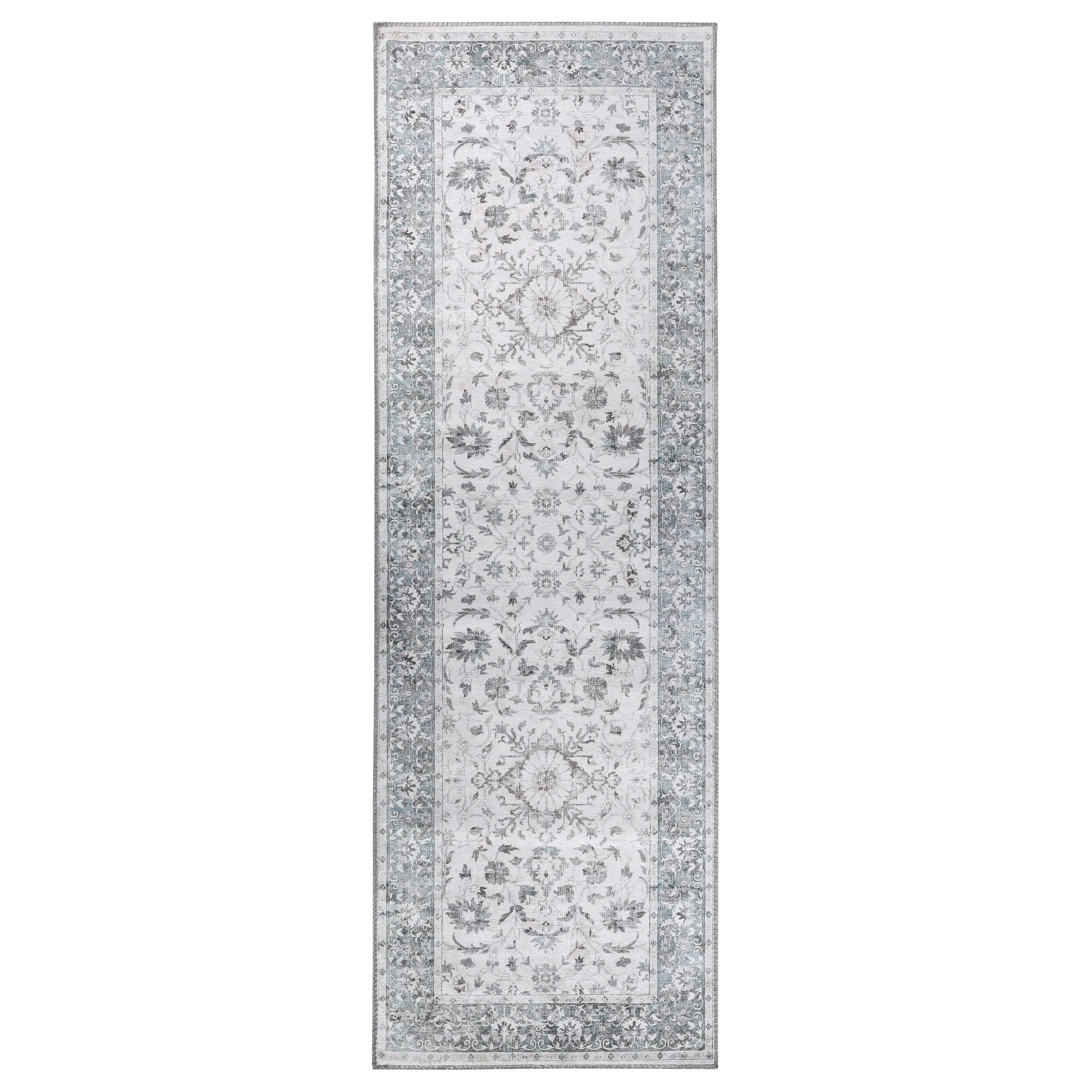 Superior Agra Floral Scroll Border Indoor Area Rug or Runner