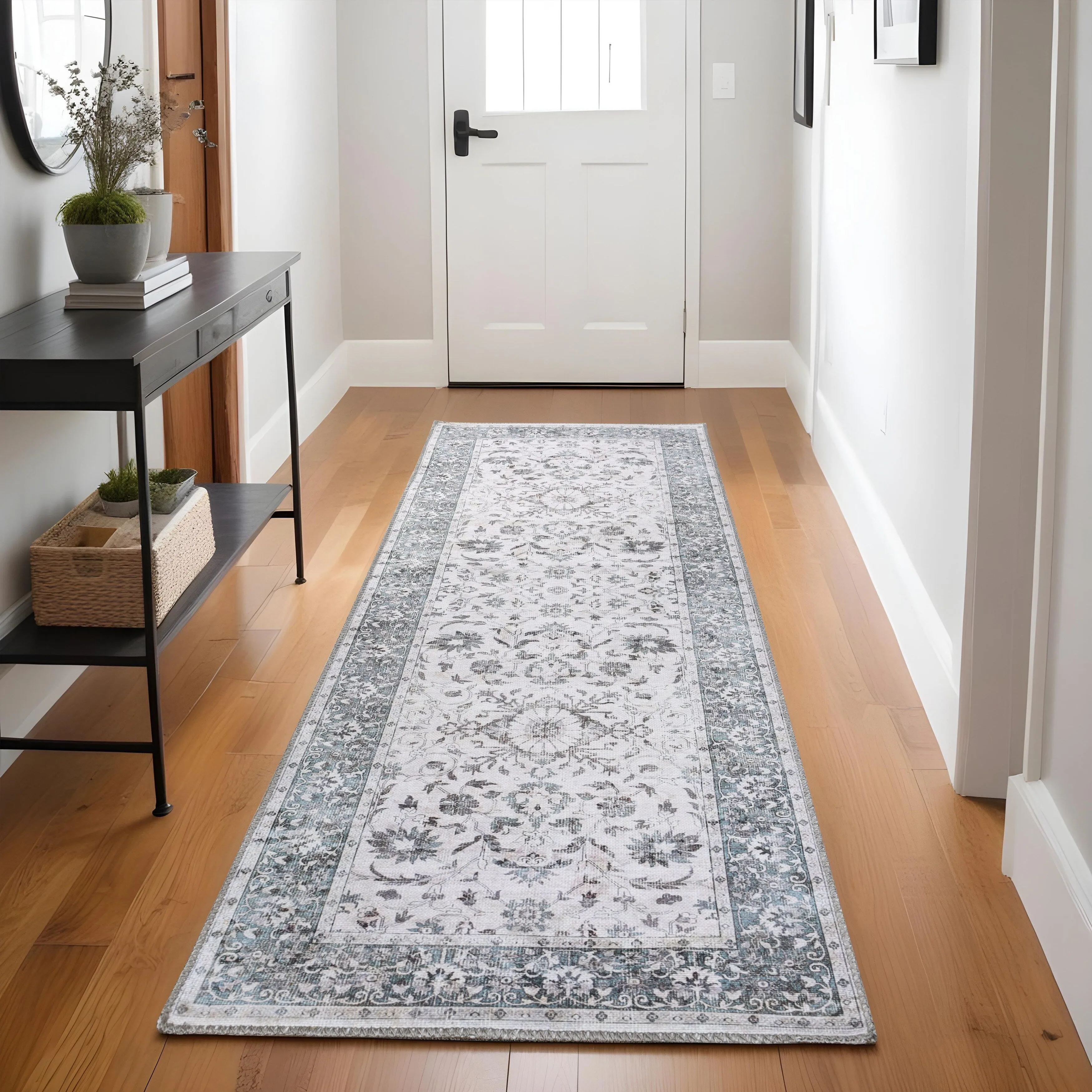 Superior Agra Floral Scroll Border Indoor Area Rug or Runner