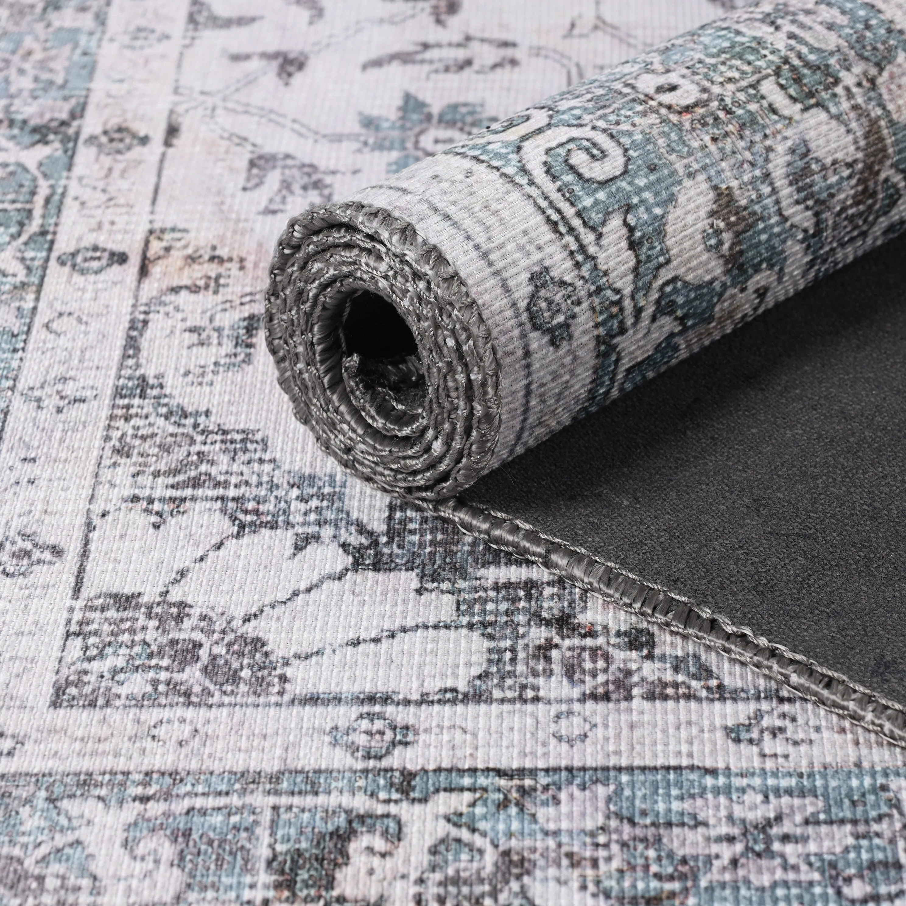 Superior Agra Floral Scroll Border Indoor Area Rug or Runner