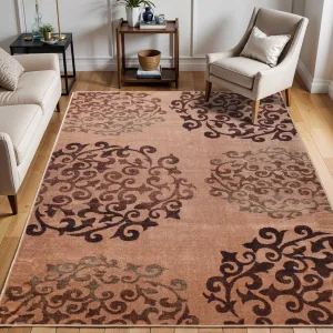Superior Amber Floral Scroll Non-Slip Washable Indoor Runner or Area Rug