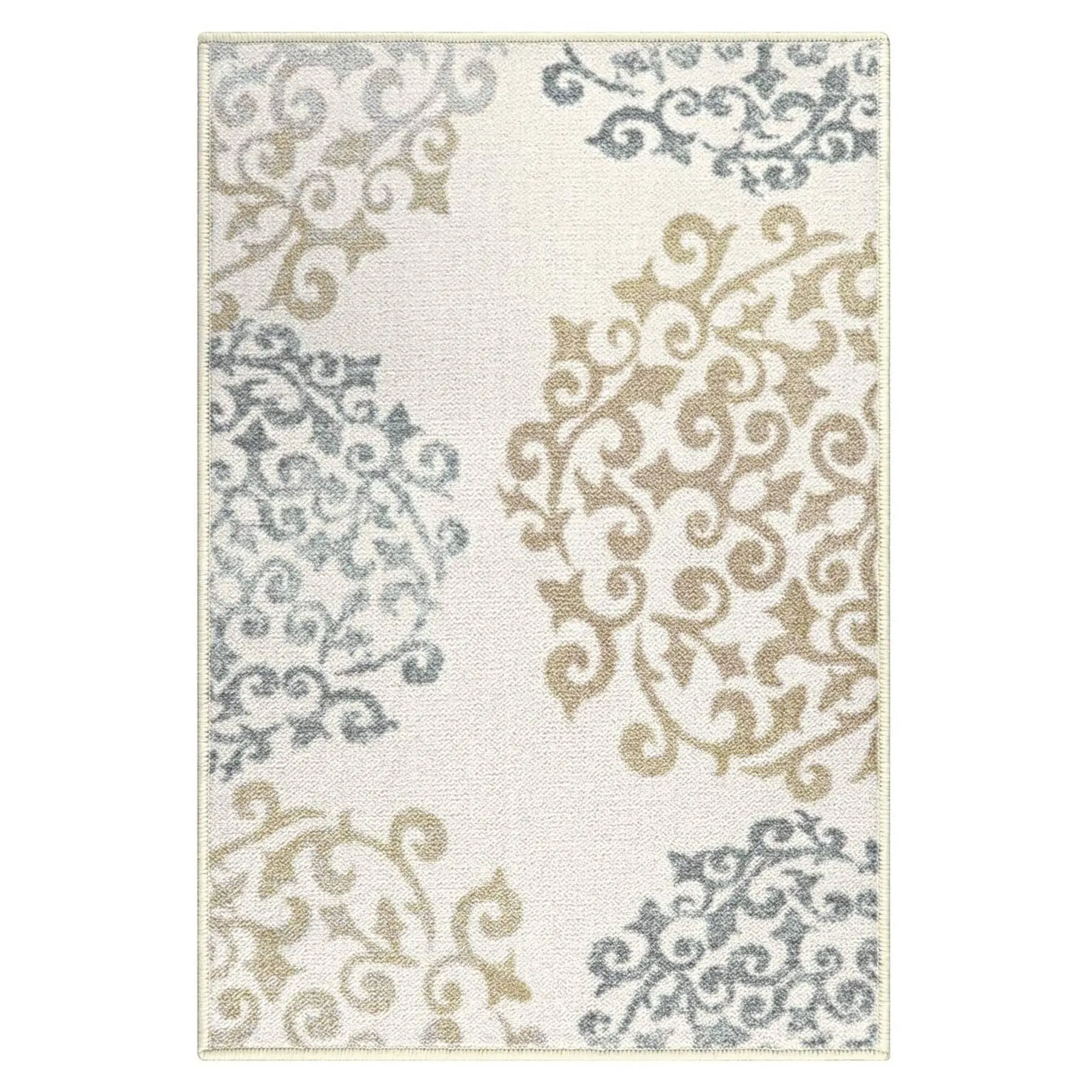 Superior Amber Floral Scroll Non-Slip Washable Indoor Runner or Area Rug
