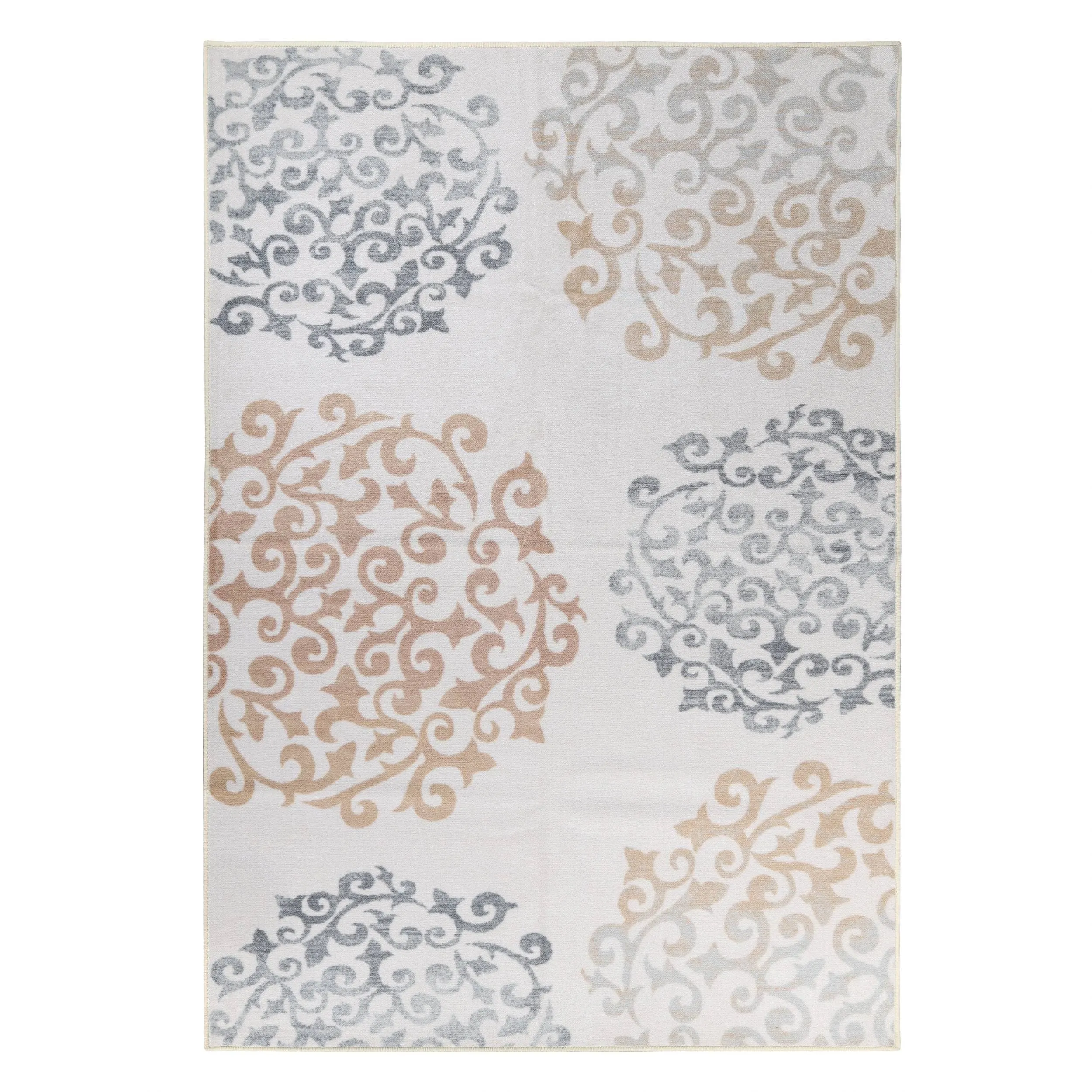 Superior Amber Floral Scroll Non-Slip Washable Indoor Runner or Area Rug