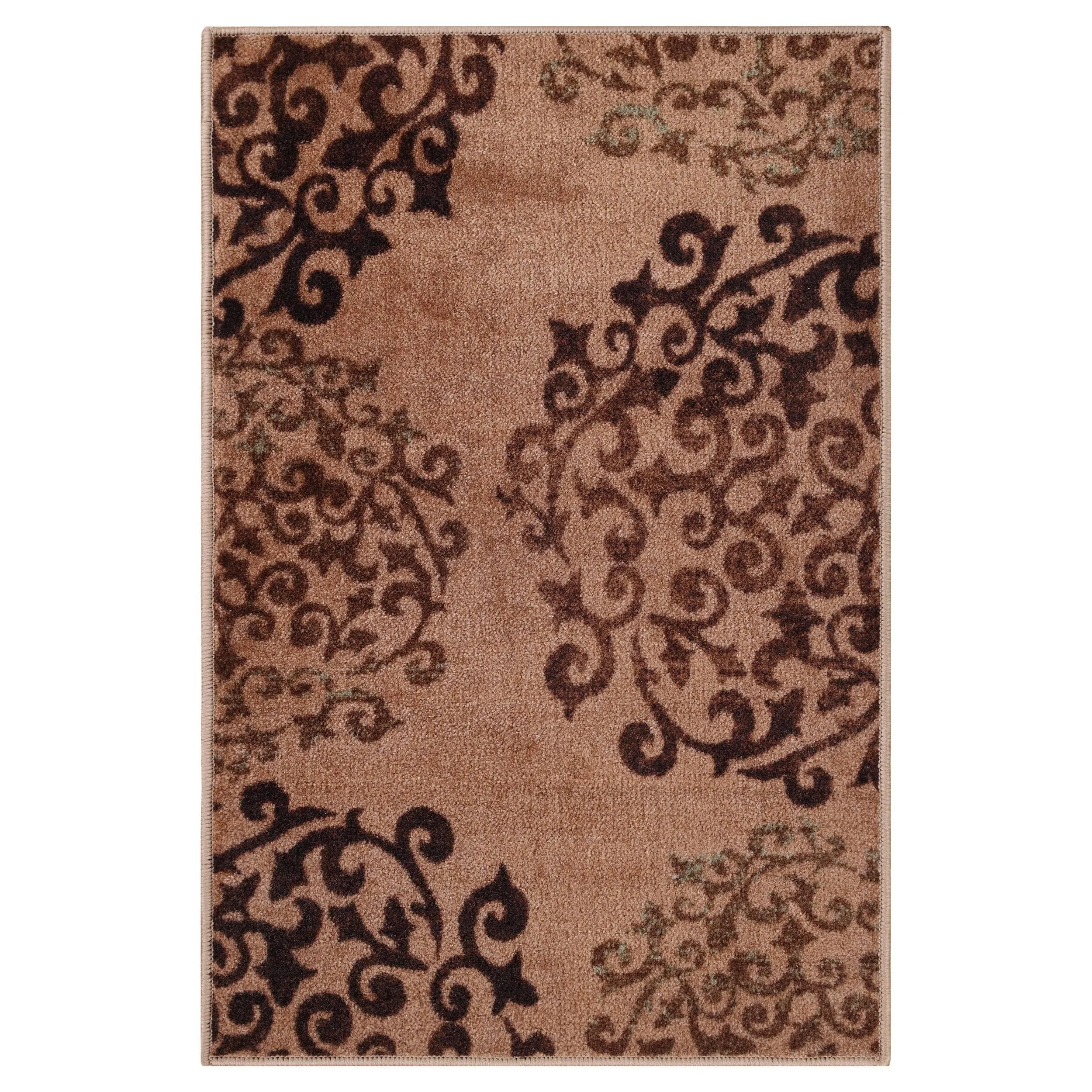 Superior Amber Floral Scroll Non-Slip Washable Indoor Runner or Area Rug
