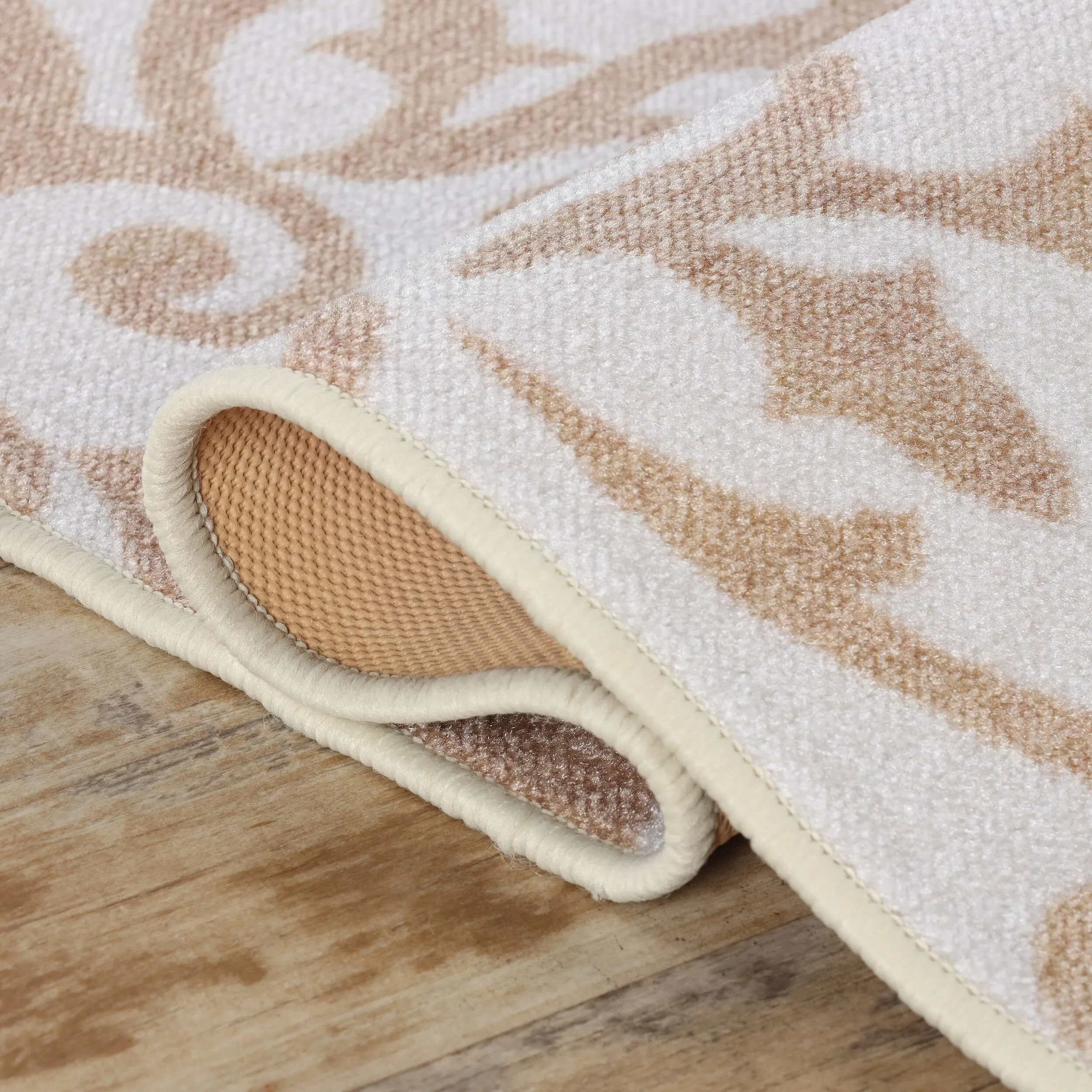 Superior Amber Floral Scroll Non-Slip Washable Indoor Runner or Area Rug