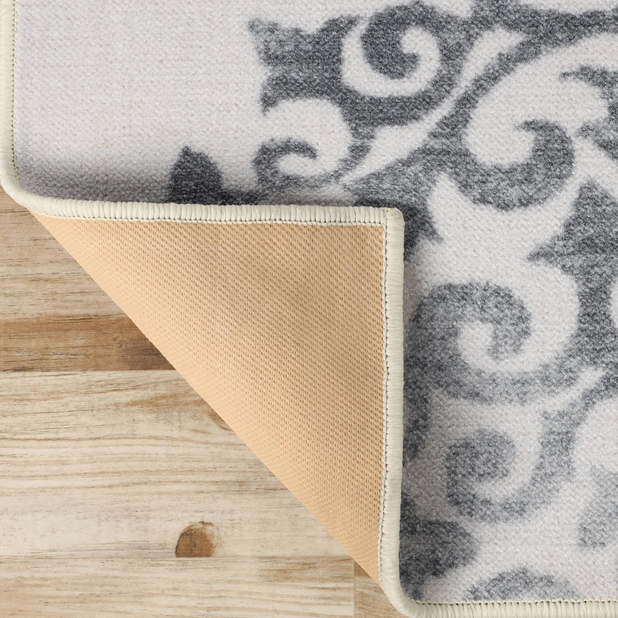 Superior Amber Floral Scroll Non-Slip Washable Indoor Runner or Area Rug