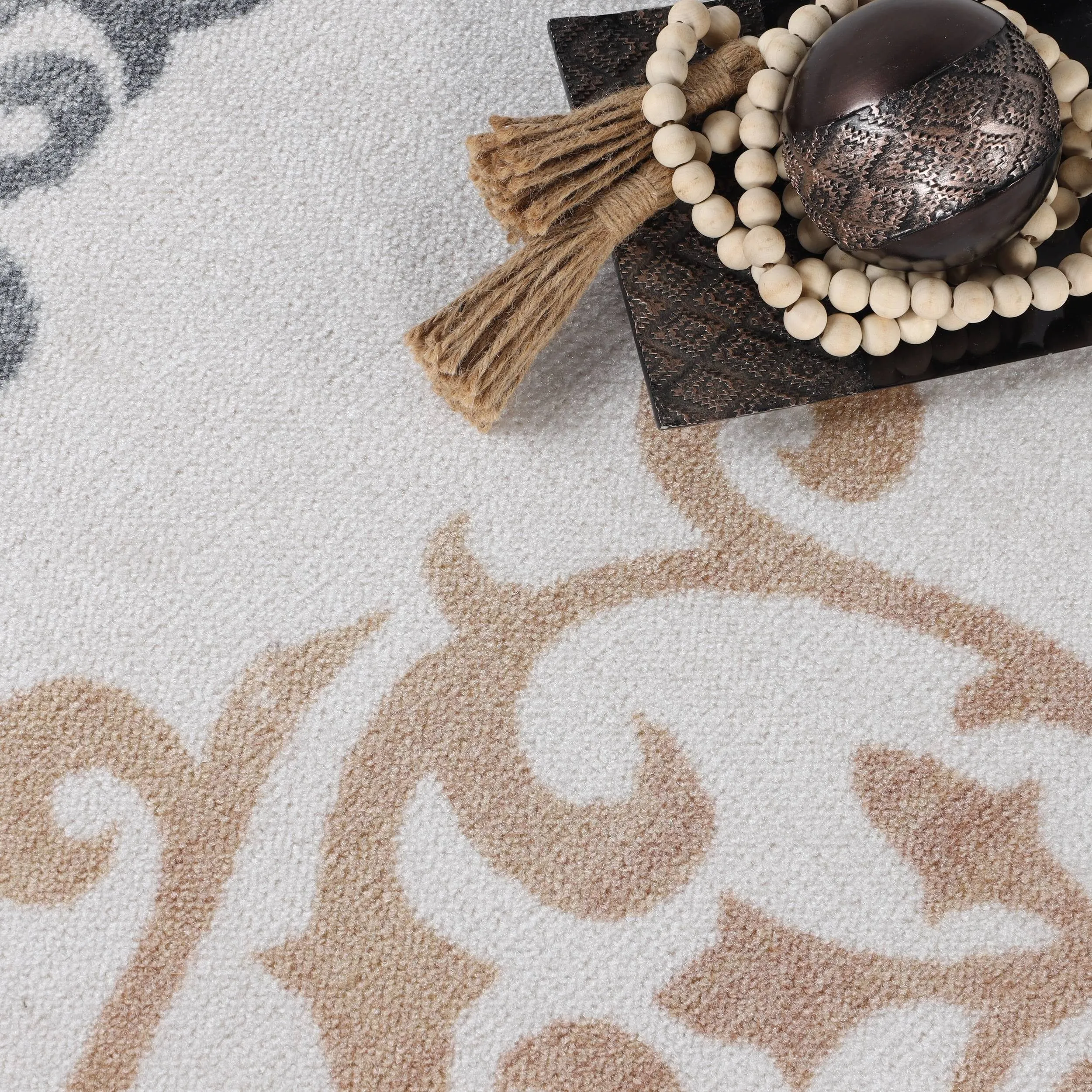 Superior Amber Floral Scroll Non-Slip Washable Indoor Runner or Area Rug