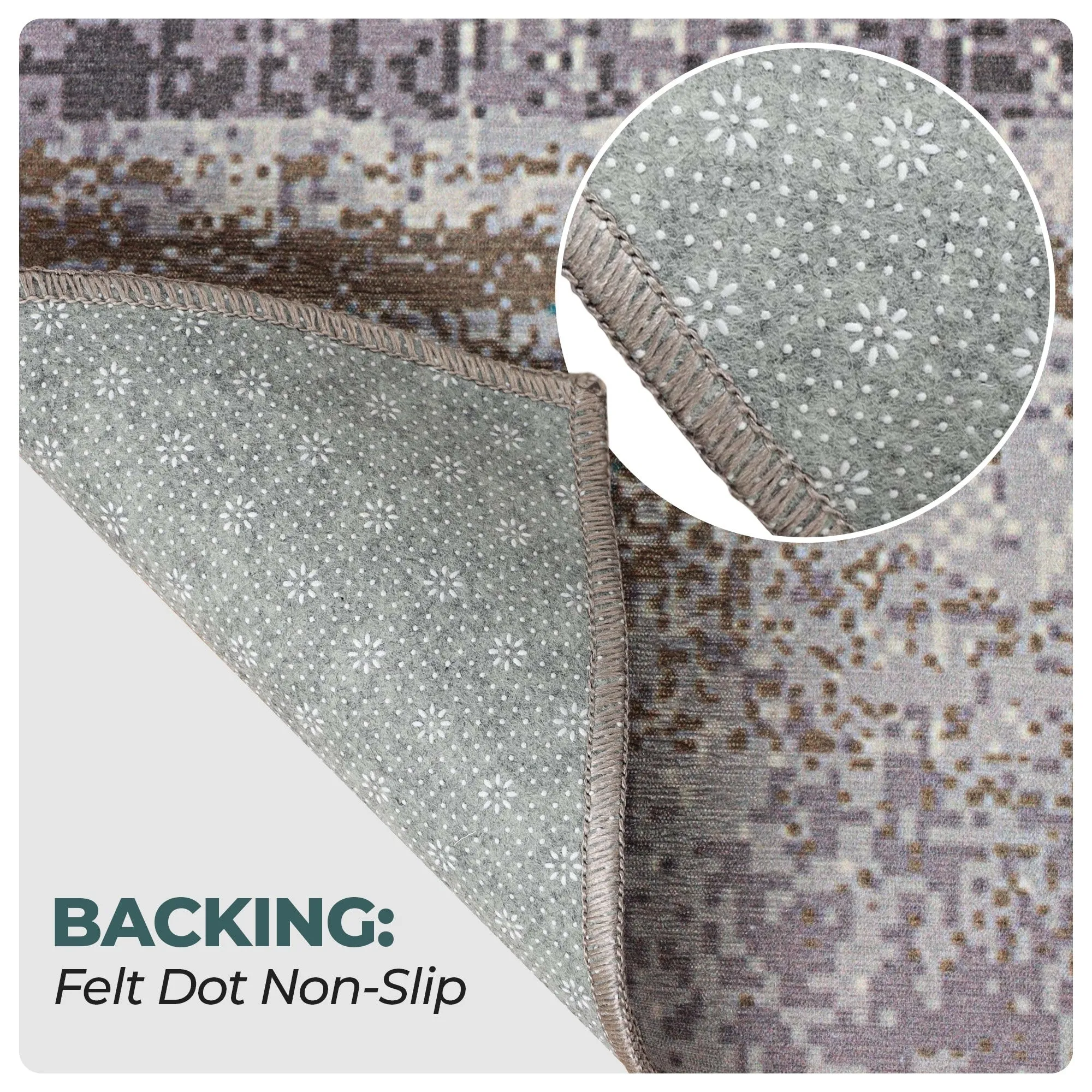 Superior Ara Patchwork Non-Slip Machine Washable Indoor Area Rug or Runner