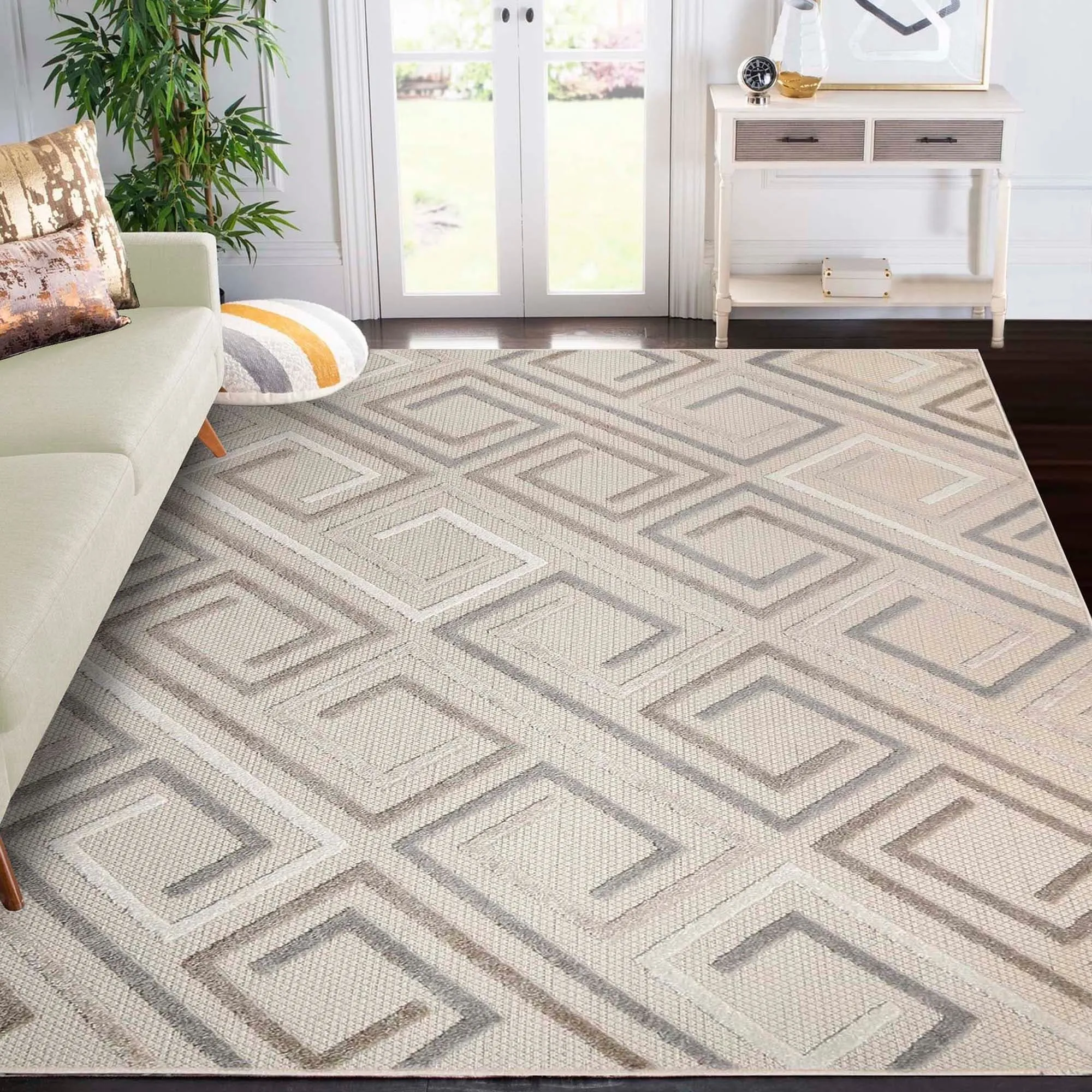 Superior Ares Modern Geometric Diamond Indoor Outdoor Area Rug