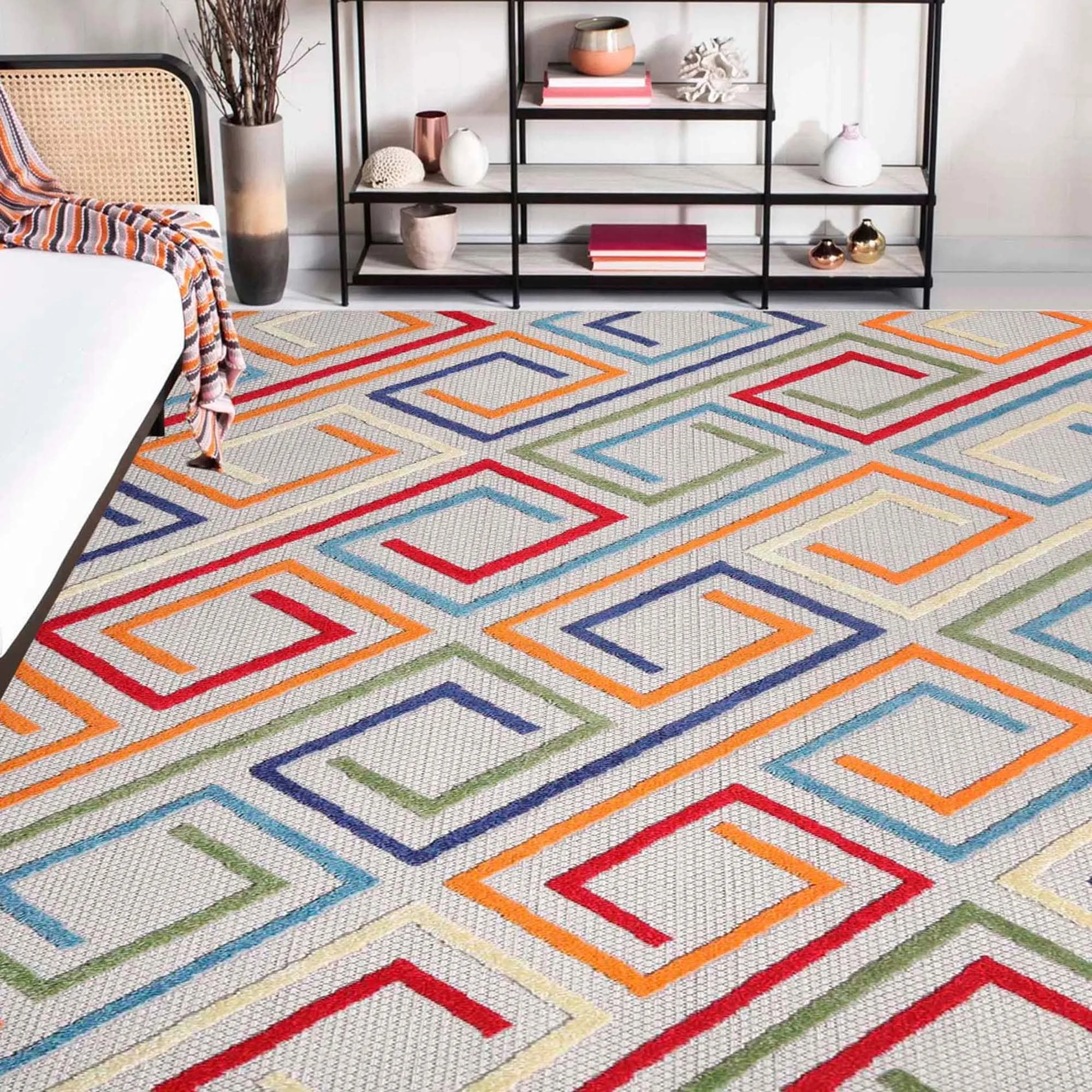 Superior Ares Modern Geometric Diamond Indoor Outdoor Area Rug