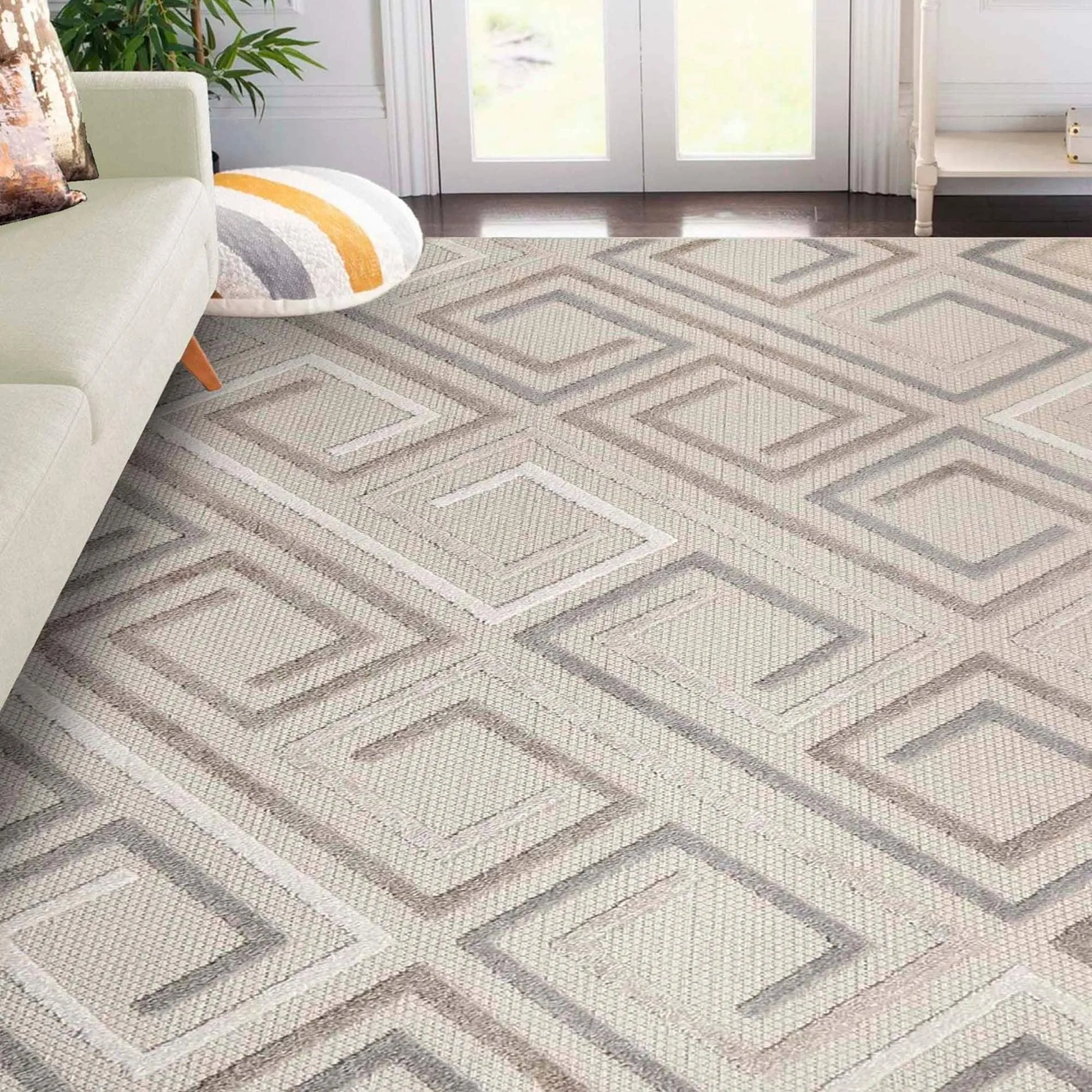 Superior Ares Modern Geometric Diamond Indoor Outdoor Area Rug