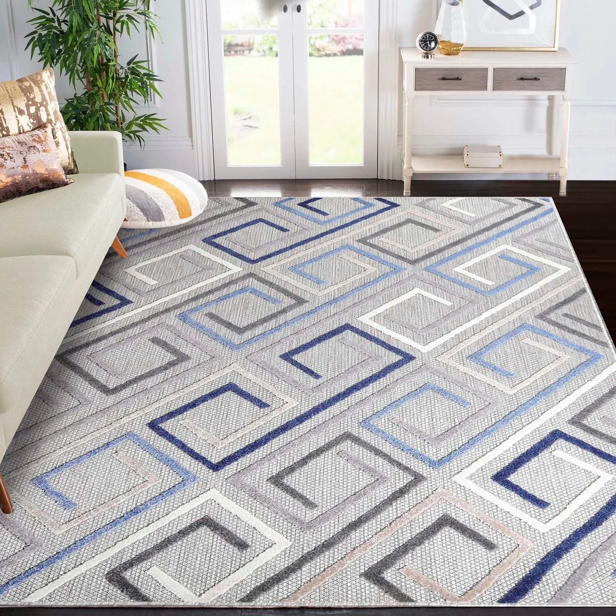 Superior Ares Modern Geometric Diamond Indoor Outdoor Area Rug