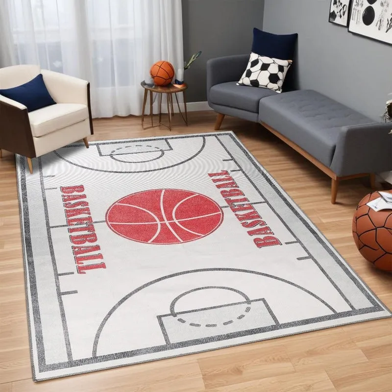 Superior Basketball Court Playroom Non-Slip Kids Indoor Area Rug