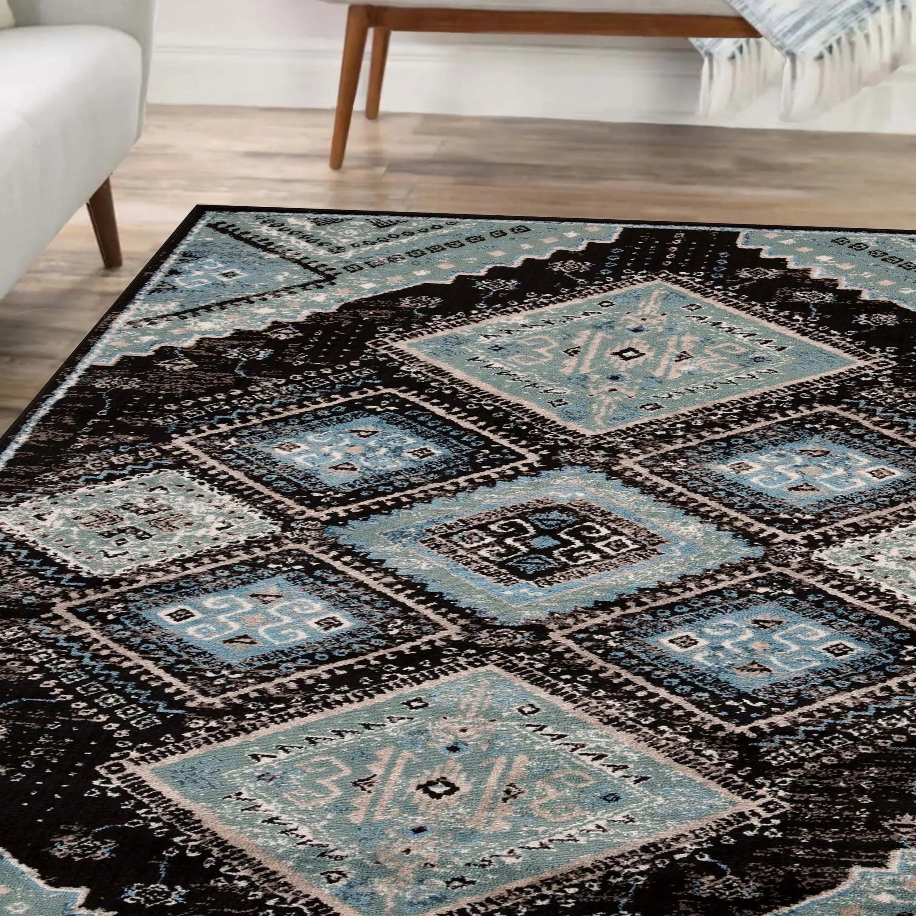 Superior Bohemian Geometric Diamonds Indoor Area Rug