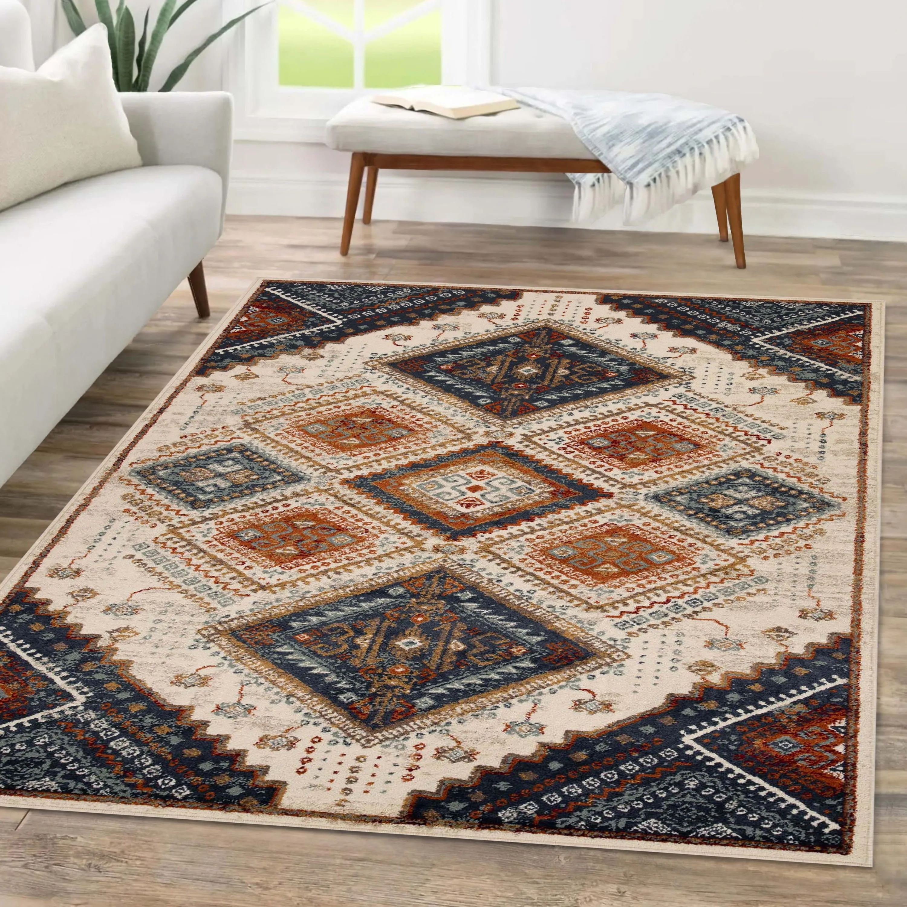 Superior Bohemian Geometric Diamonds Indoor Area Rug