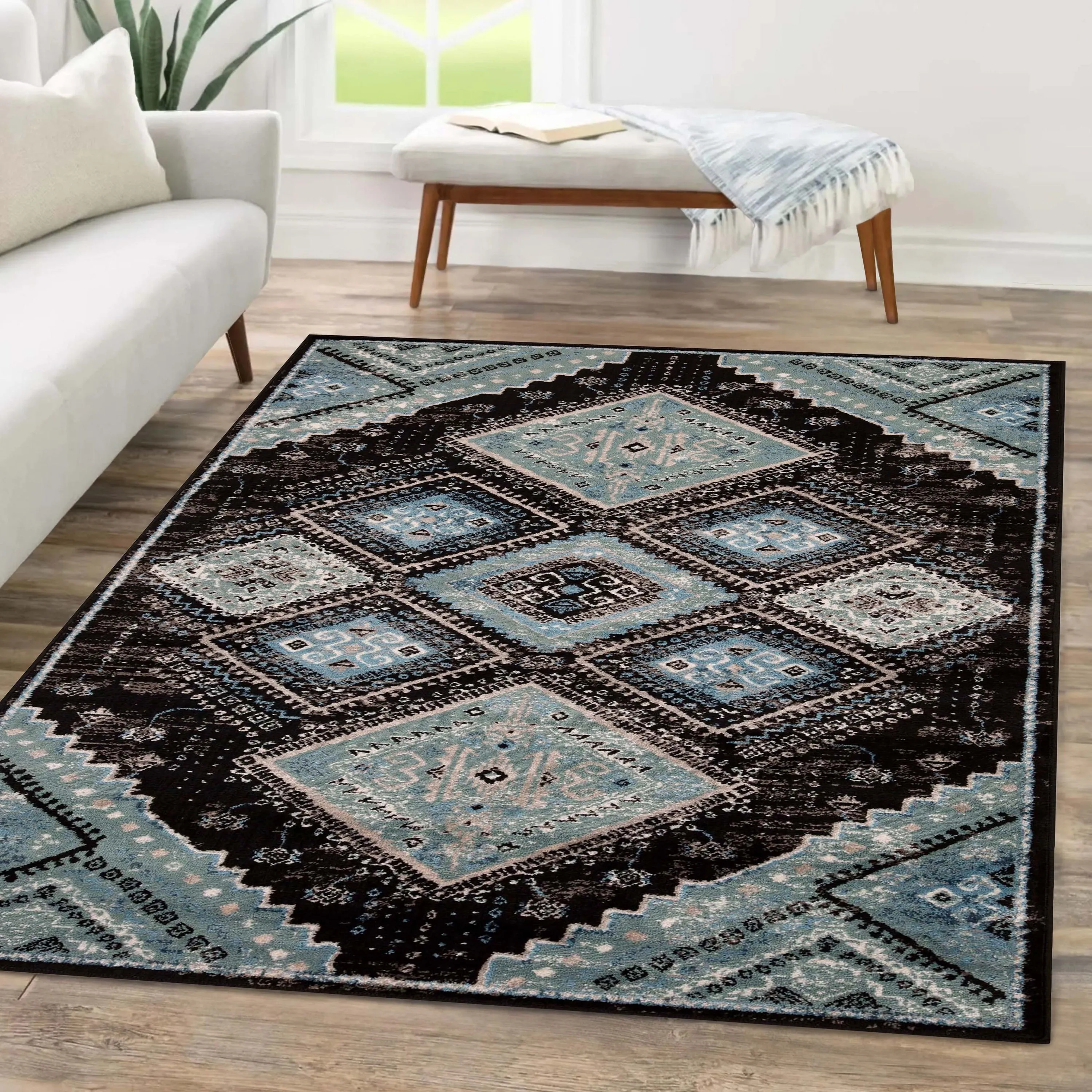Superior Bohemian Geometric Diamonds Indoor Area Rug