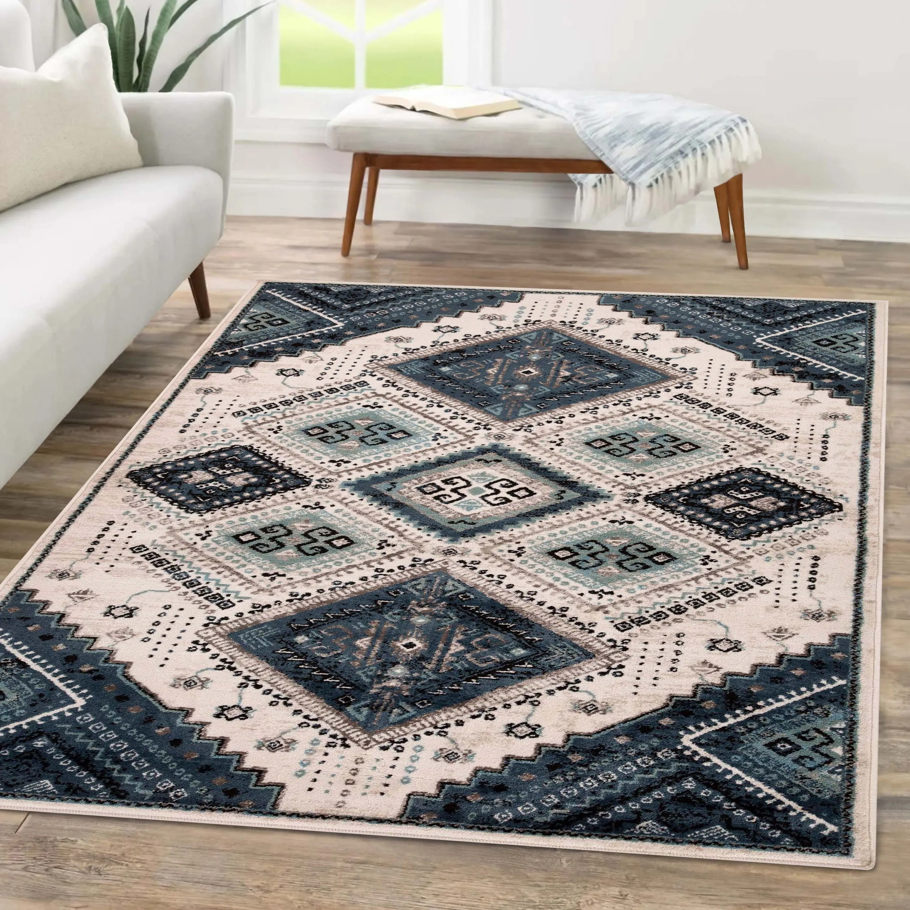 Superior Bohemian Geometric Diamonds Indoor Area Rug