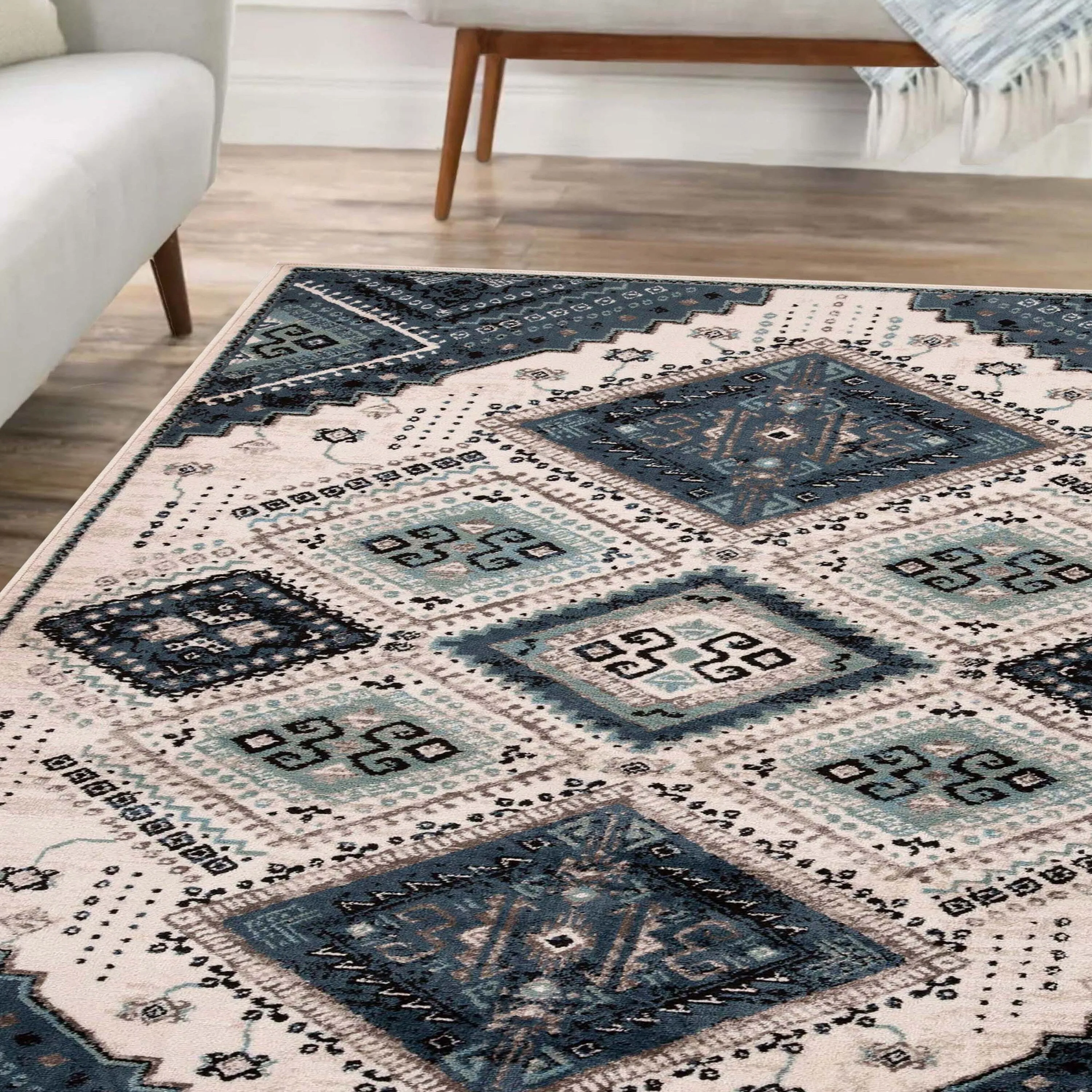 Superior Bohemian Geometric Diamonds Indoor Area Rug