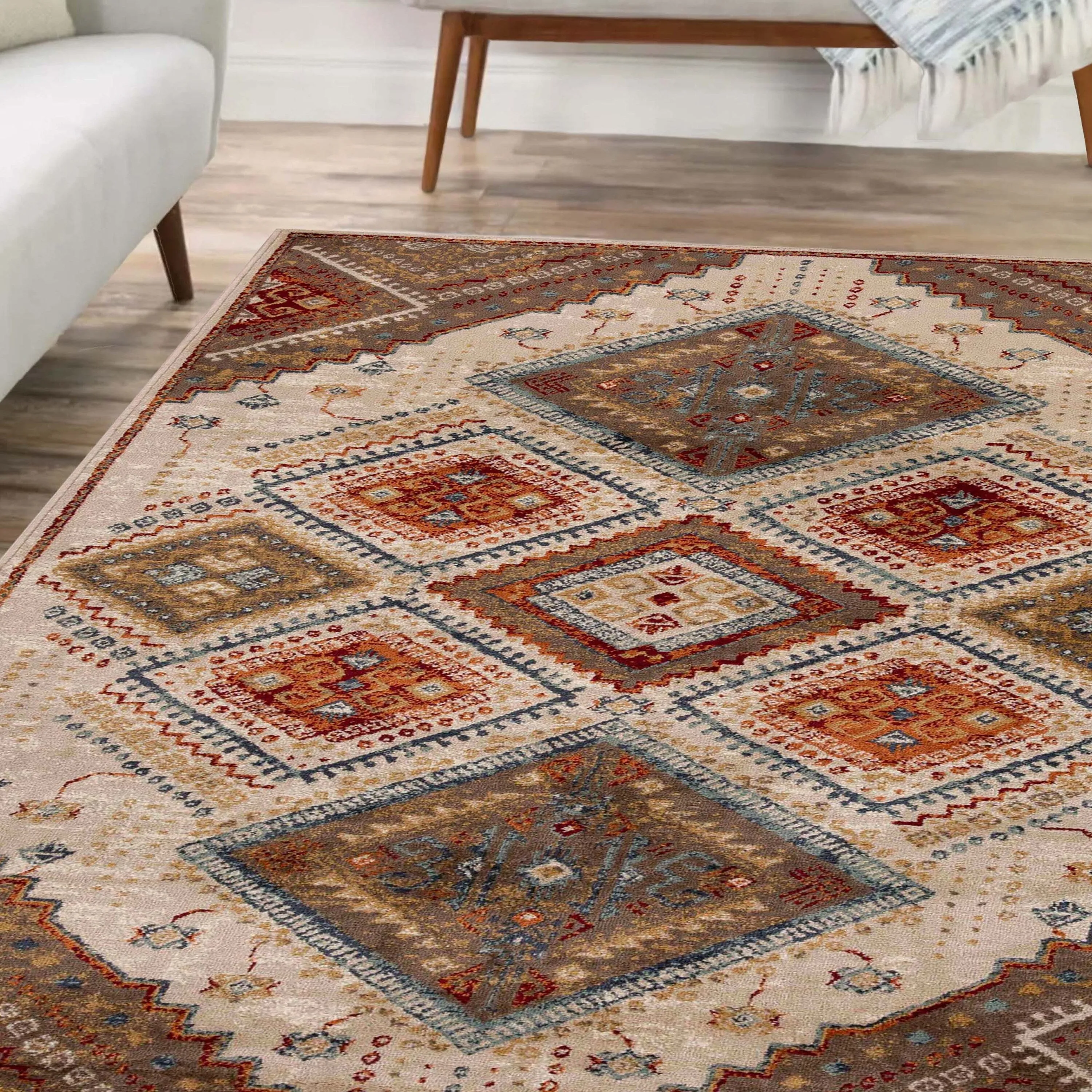 Superior Bohemian Geometric Diamonds Indoor Area Rug