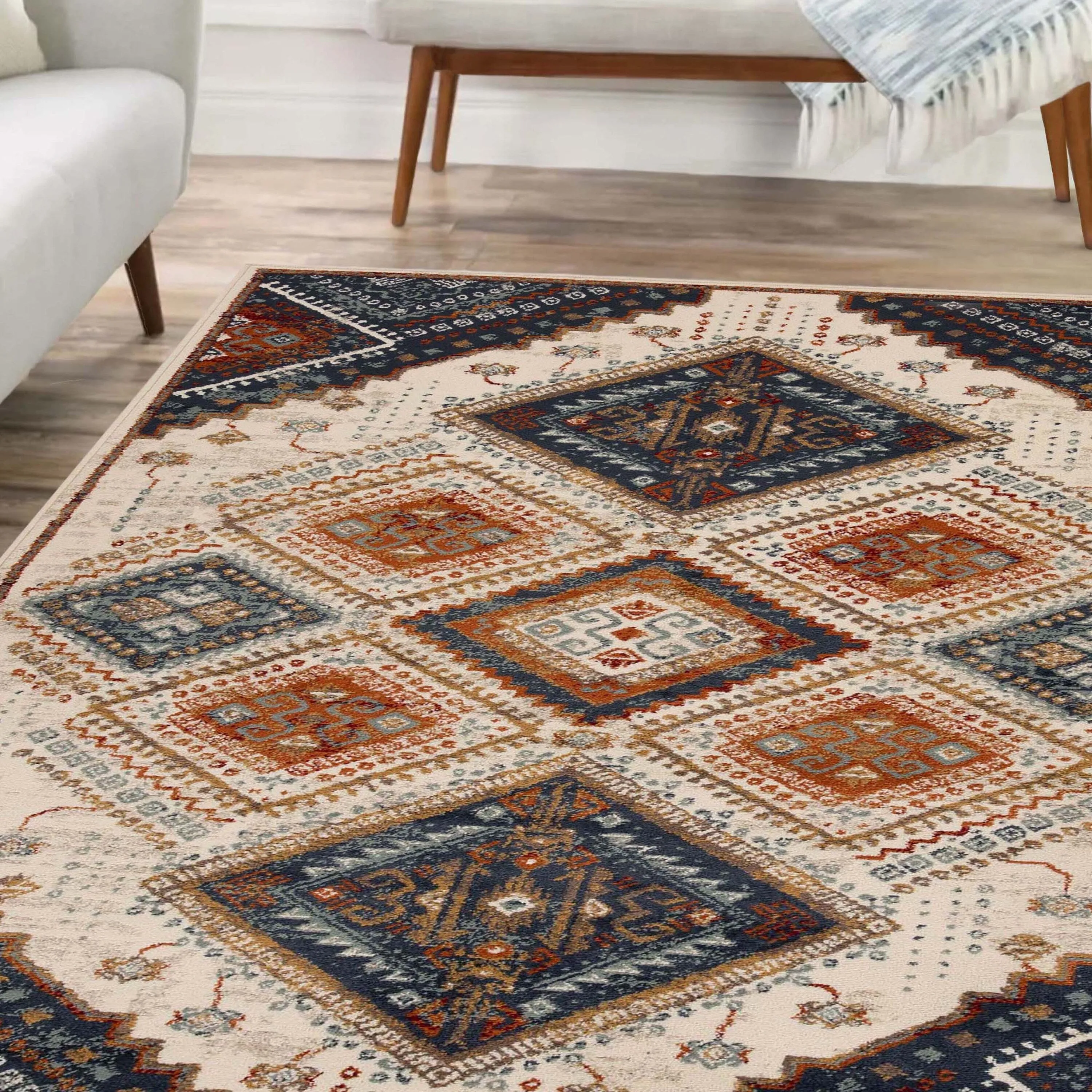 Superior Bohemian Geometric Diamonds Indoor Area Rug