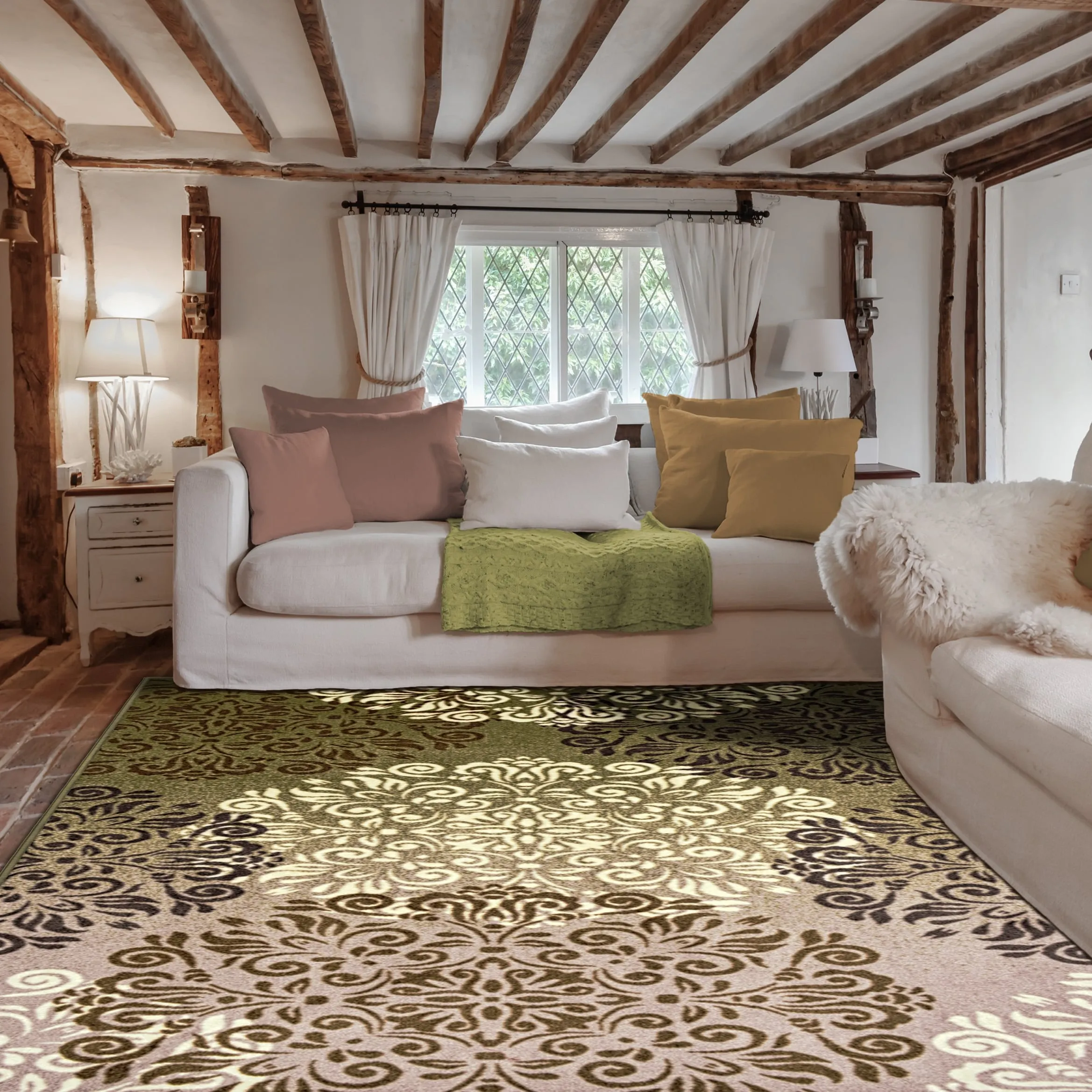Superior Branston Printed Non-Slip Washable Indoor Area Rug