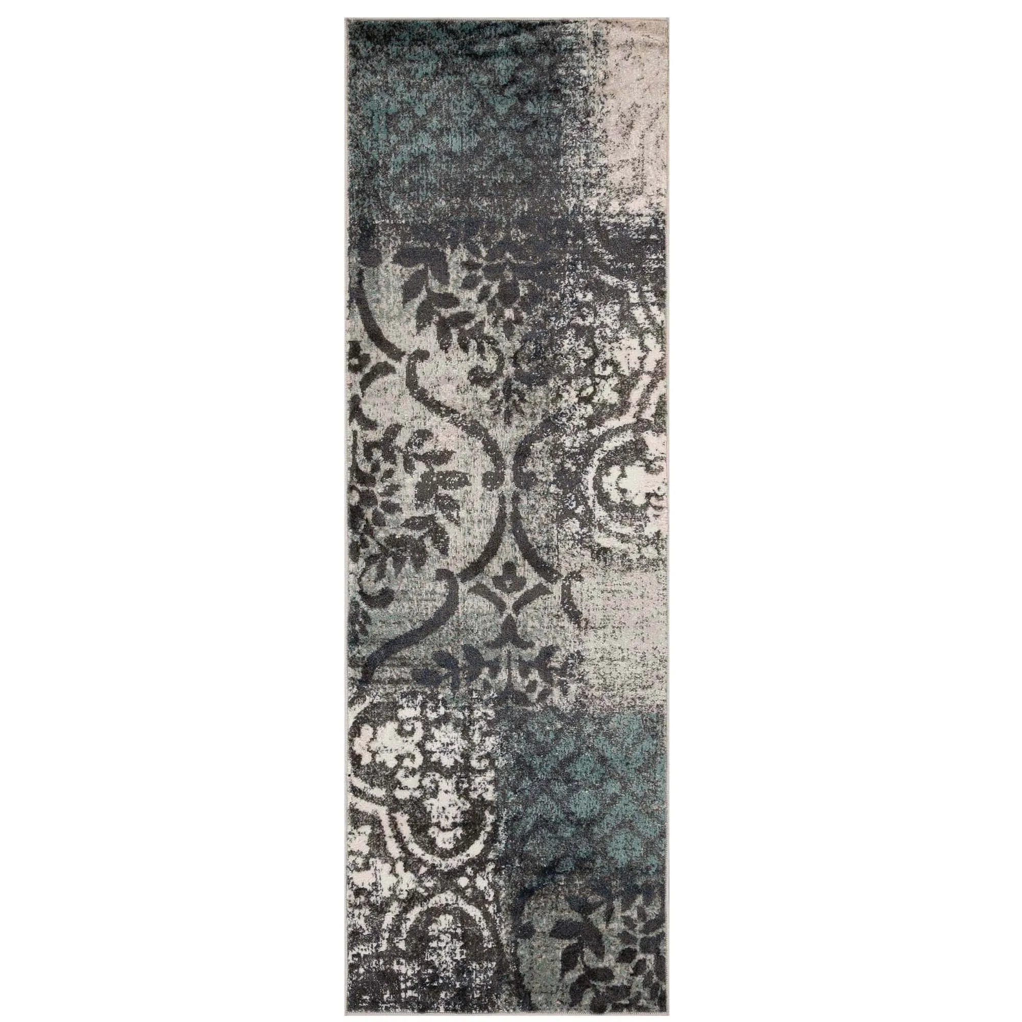 Superior Bristol Distressed Abstract Damask Indoor Runner or Area Rug