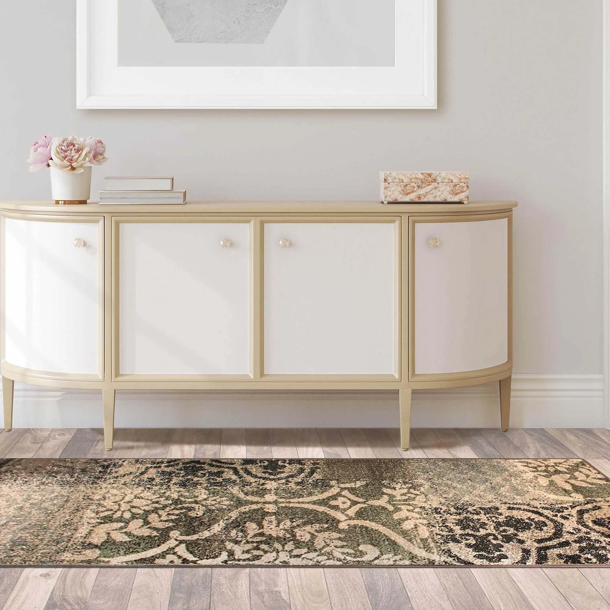 Superior Bristol Distressed Abstract Damask Indoor Runner or Area Rug