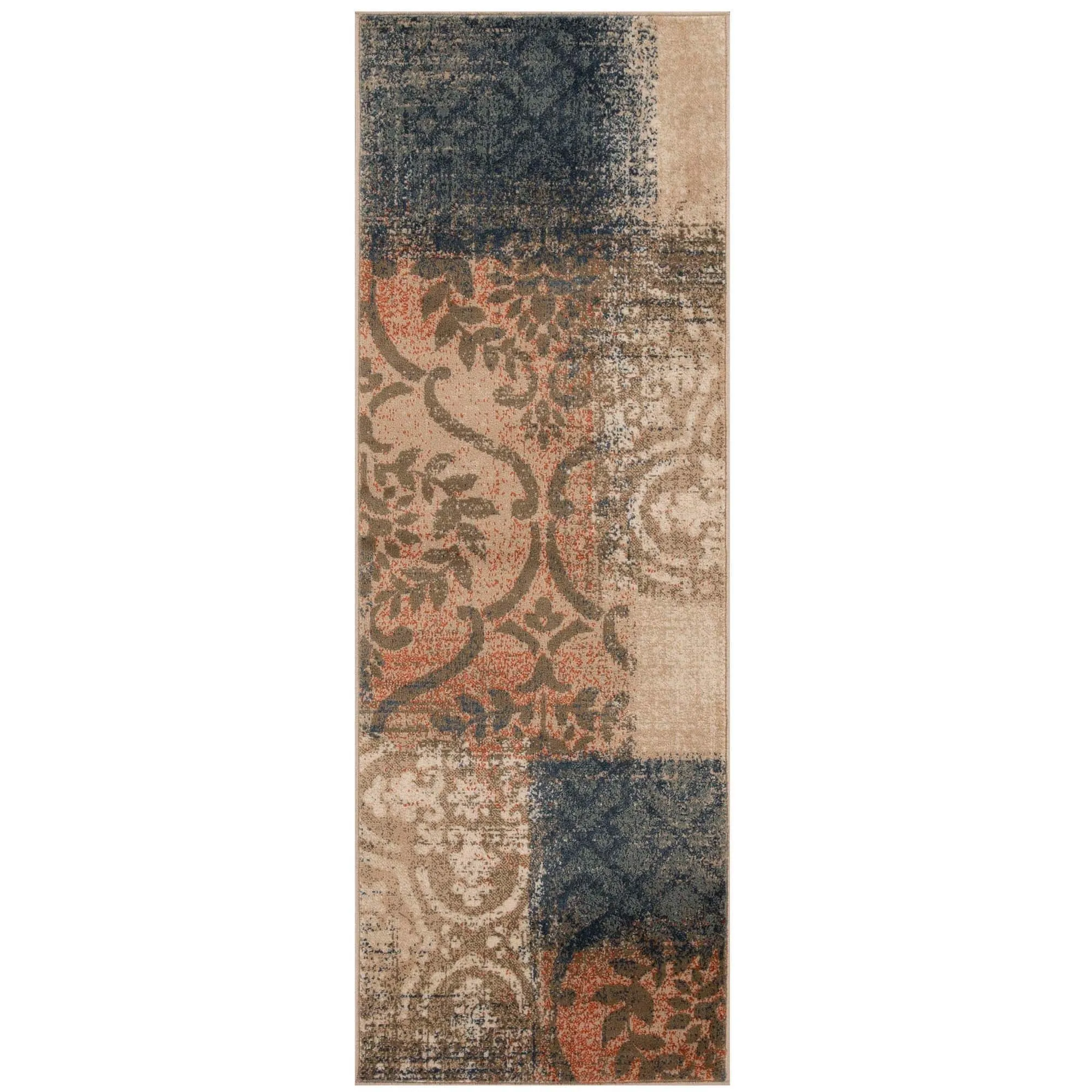 Superior Bristol Distressed Abstract Damask Indoor Runner or Area Rug
