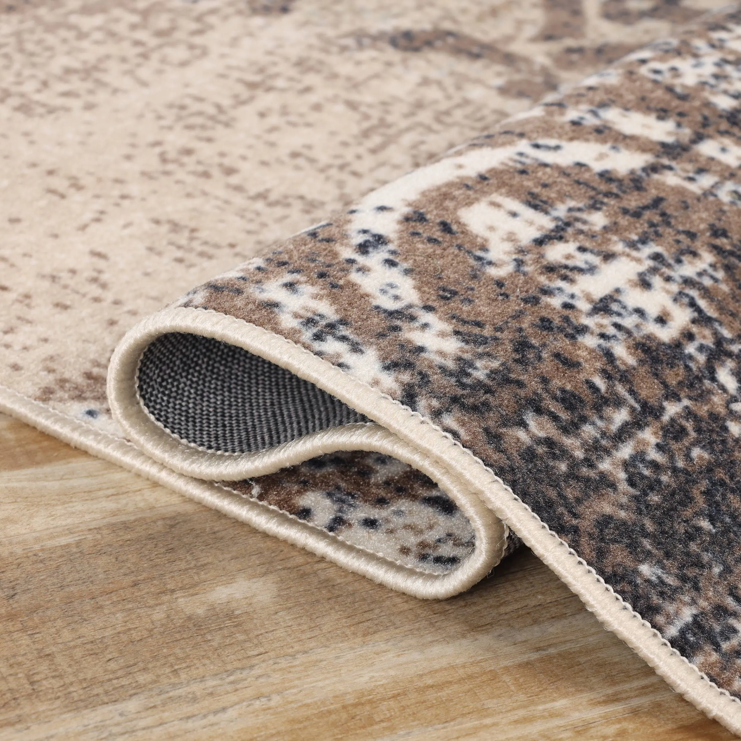 Superior Bristol Distressed Abstract Damask Indoor Runner or Area Rug