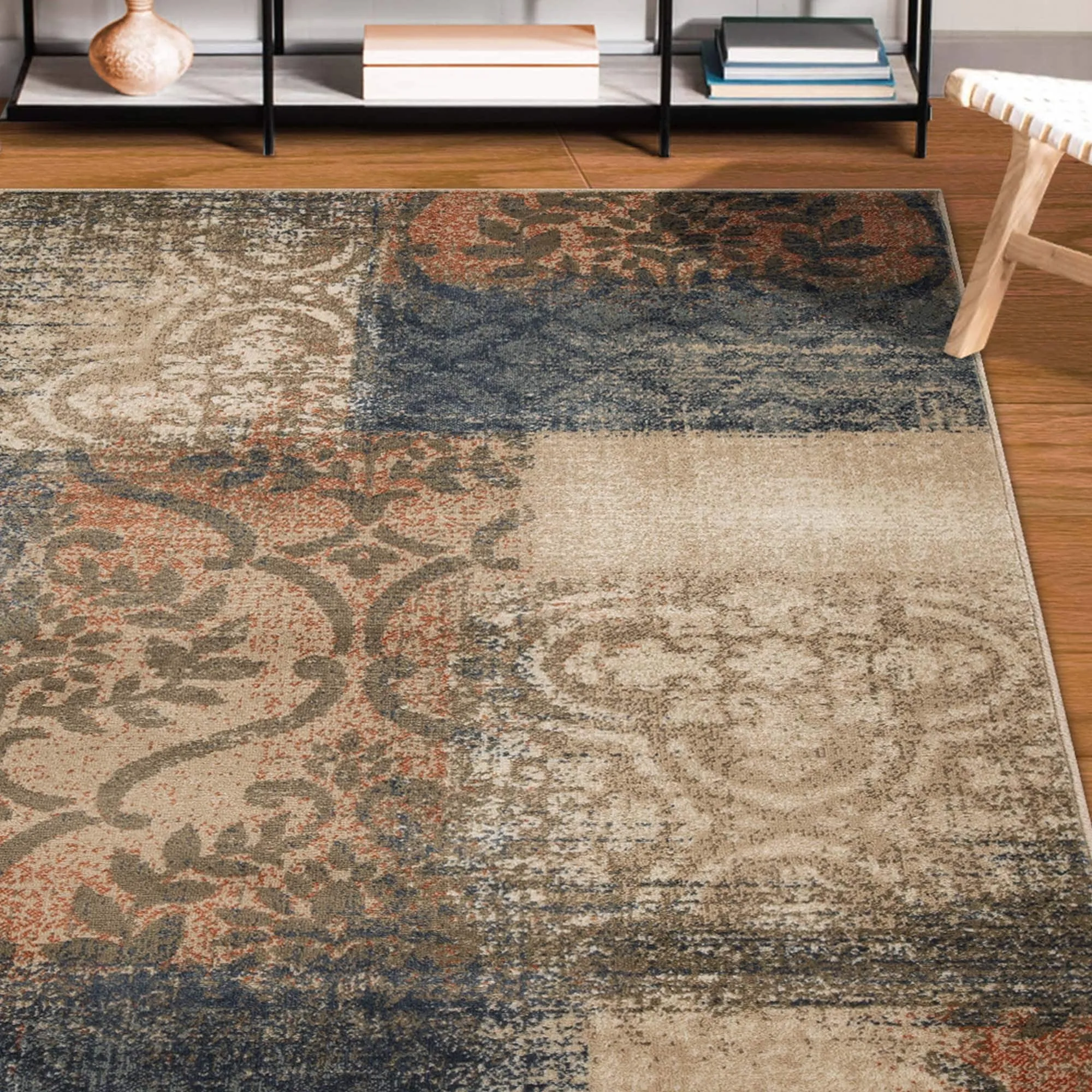 Superior Bristol Distressed Abstract Damask Indoor Runner or Area Rug