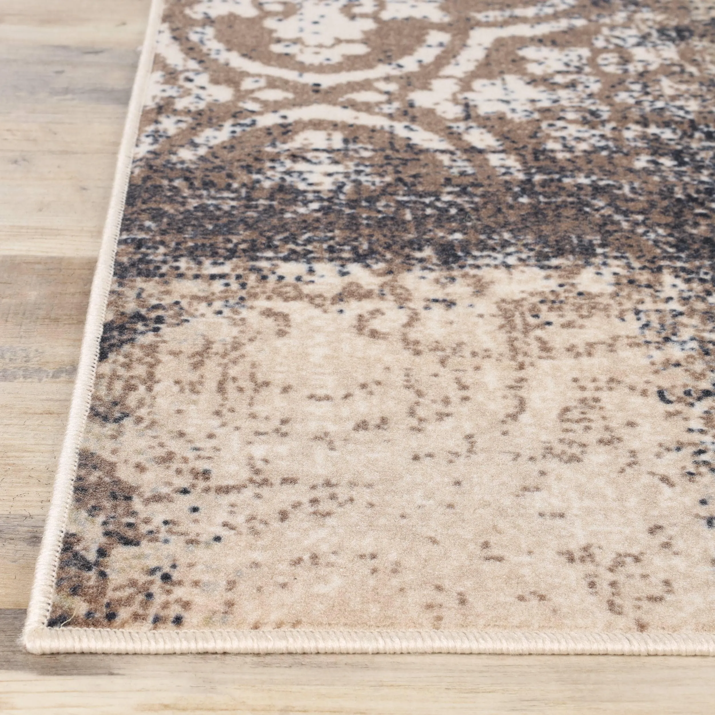 Superior Bristol Distressed Abstract Damask Indoor Runner or Area Rug