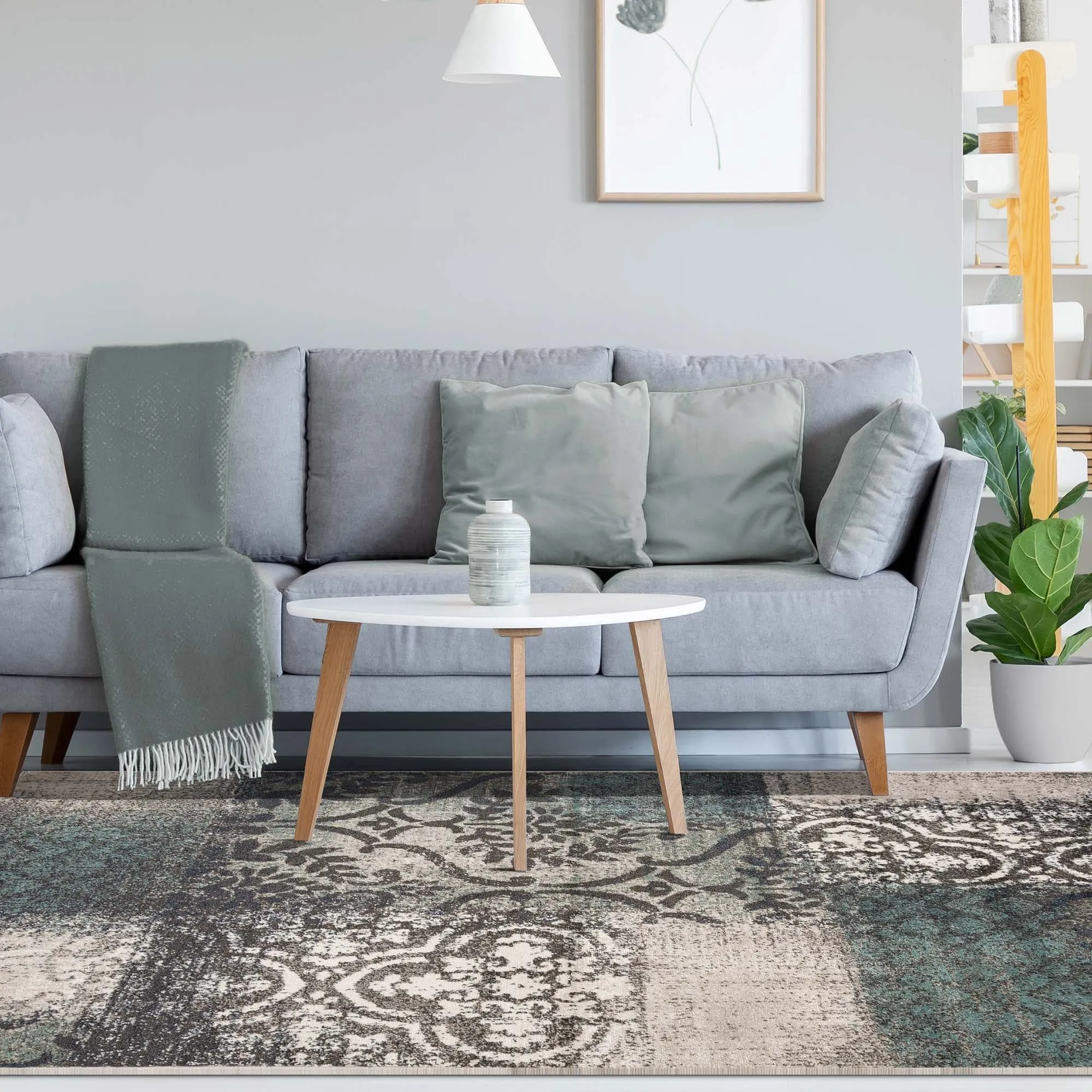 Superior Bristol Distressed Abstract Damask Indoor Runner or Area Rug