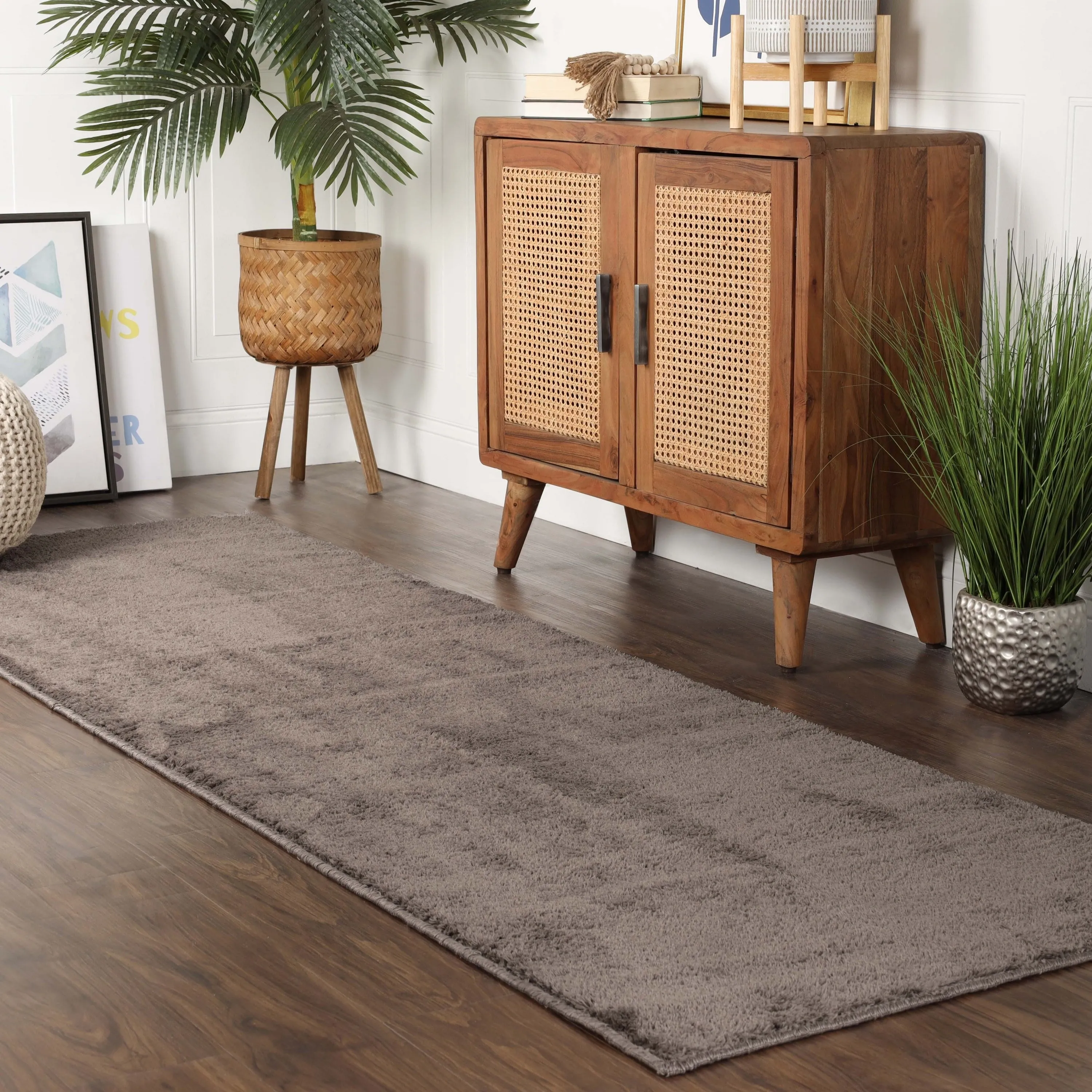 Superior California Shag Solid Plush Non-Slip Indoor Runner or Area Rug