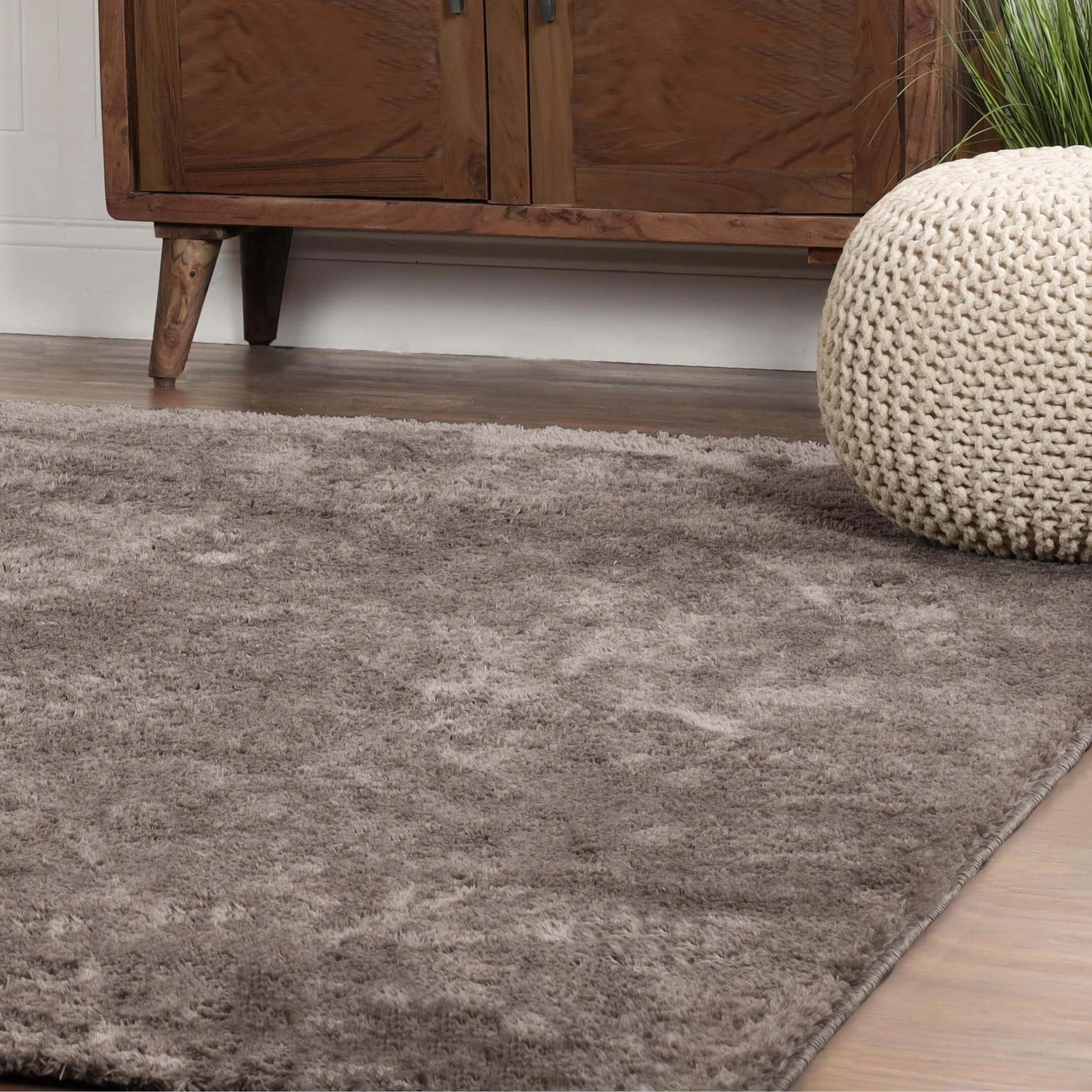 Superior California Shag Solid Plush Non-Slip Indoor Runner or Area Rug