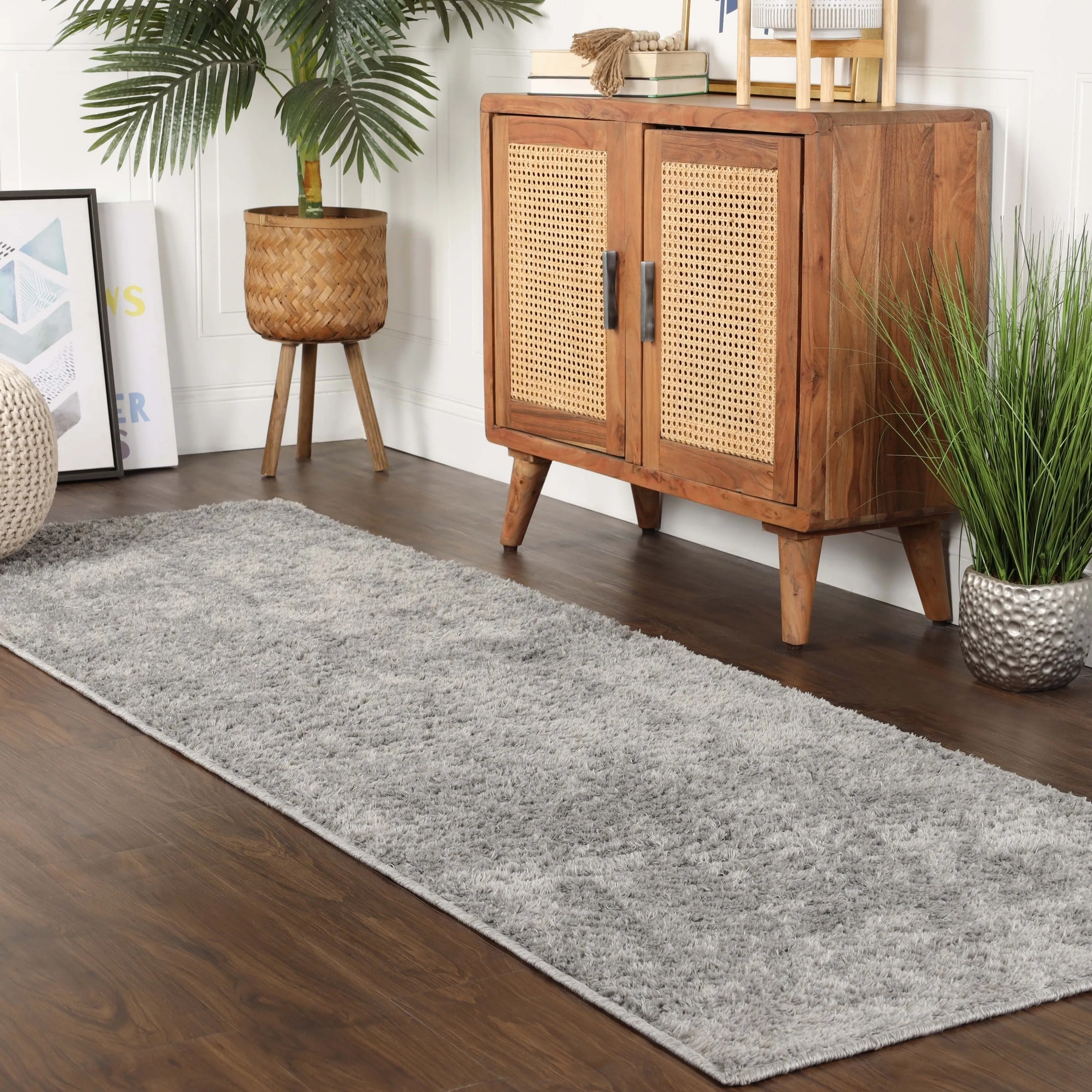 Superior California Shag Solid Plush Non-Slip Indoor Runner or Area Rug