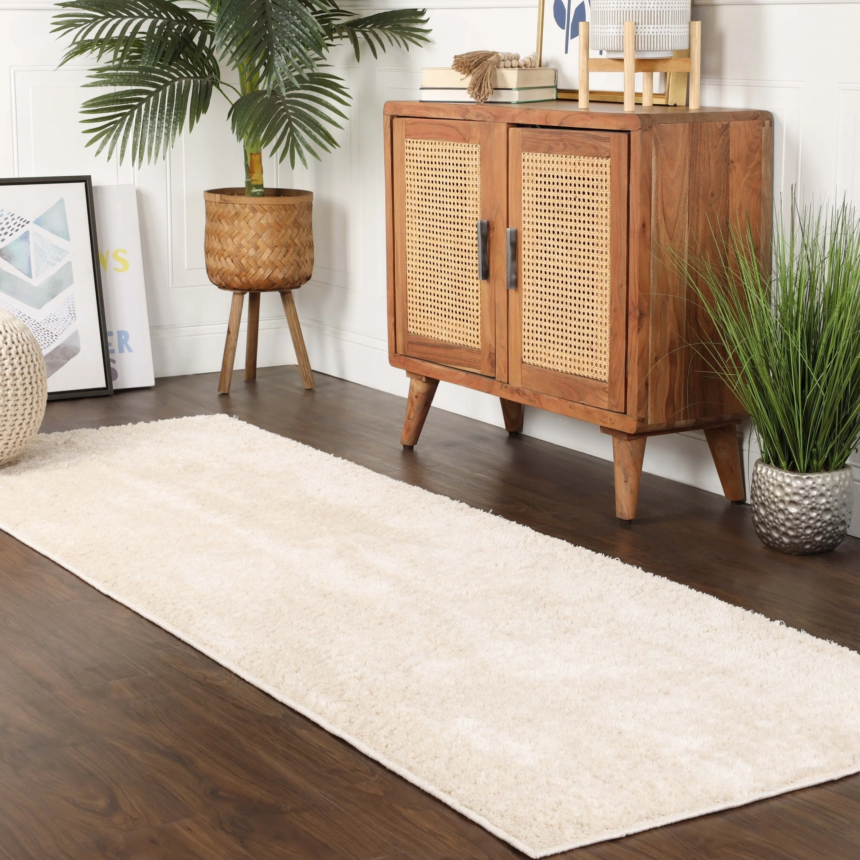 Superior California Shag Solid Plush Non-Slip Indoor Runner or Area Rug