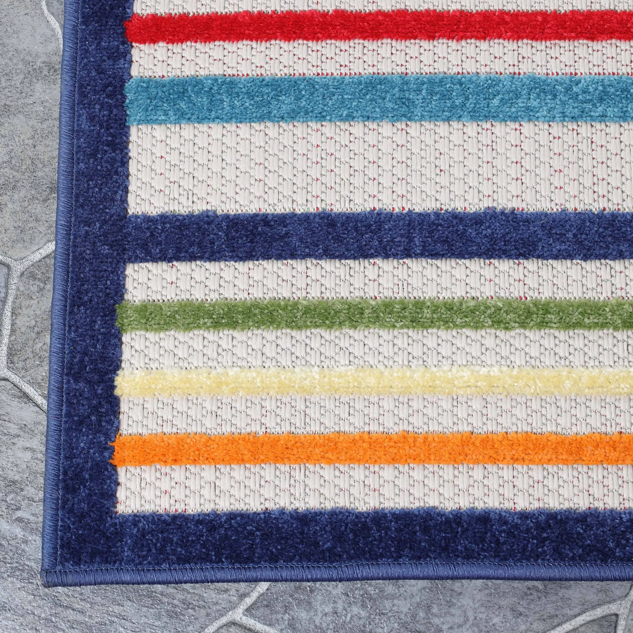 Superior Coastal Stripe Geometric Modern Indoor Outdoor Area Rug