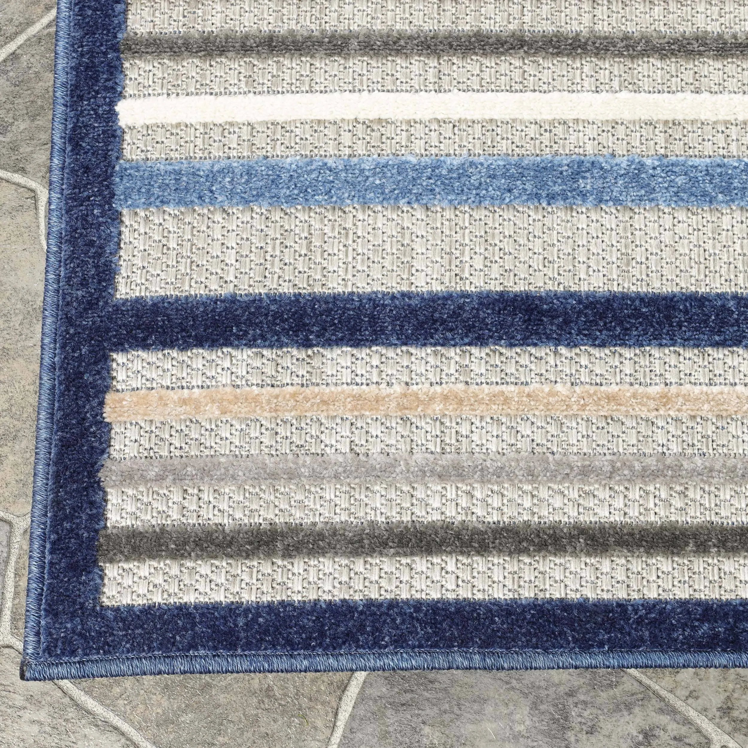 Superior Coastal Stripe Geometric Modern Indoor Outdoor Area Rug