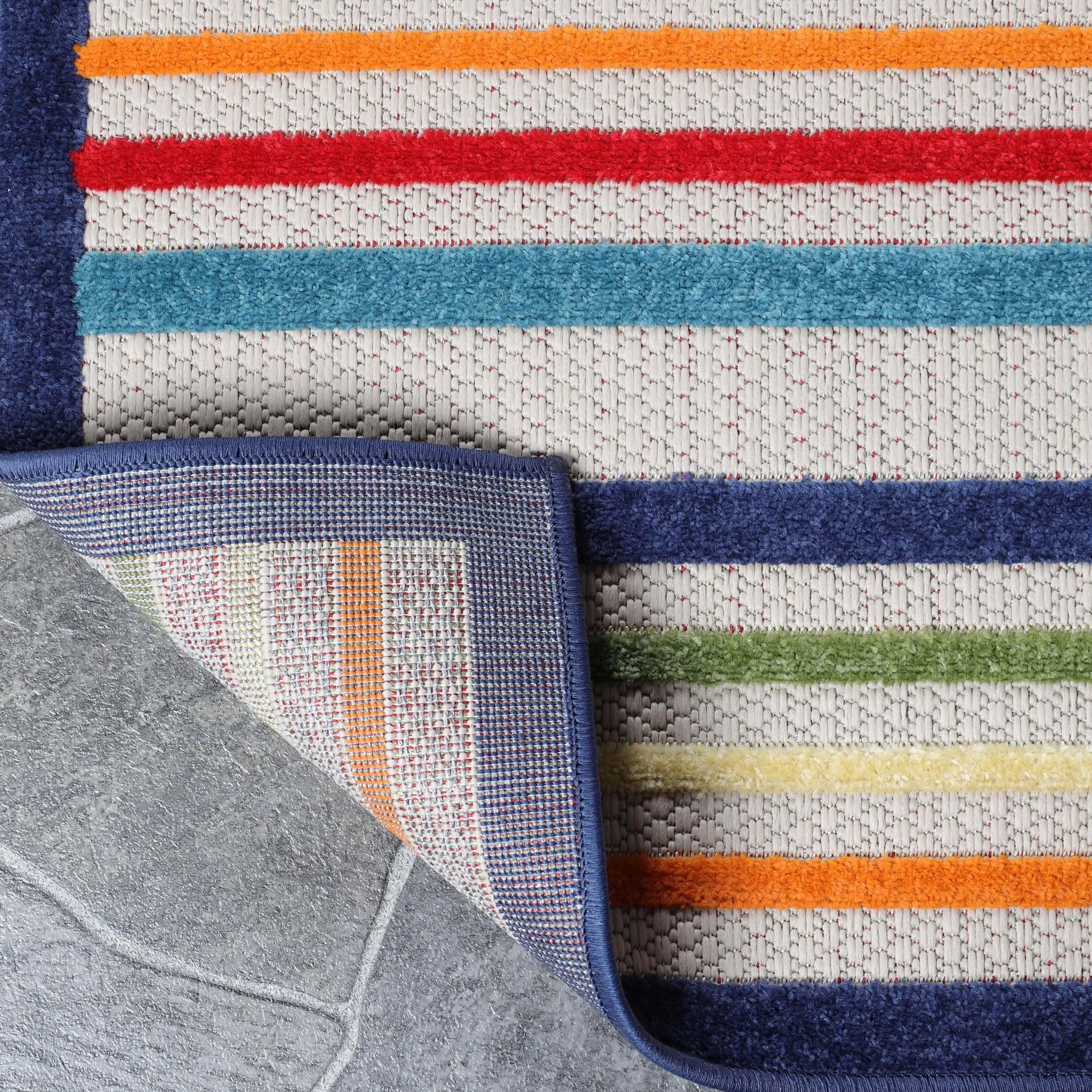 Superior Coastal Stripe Geometric Modern Indoor Outdoor Area Rug