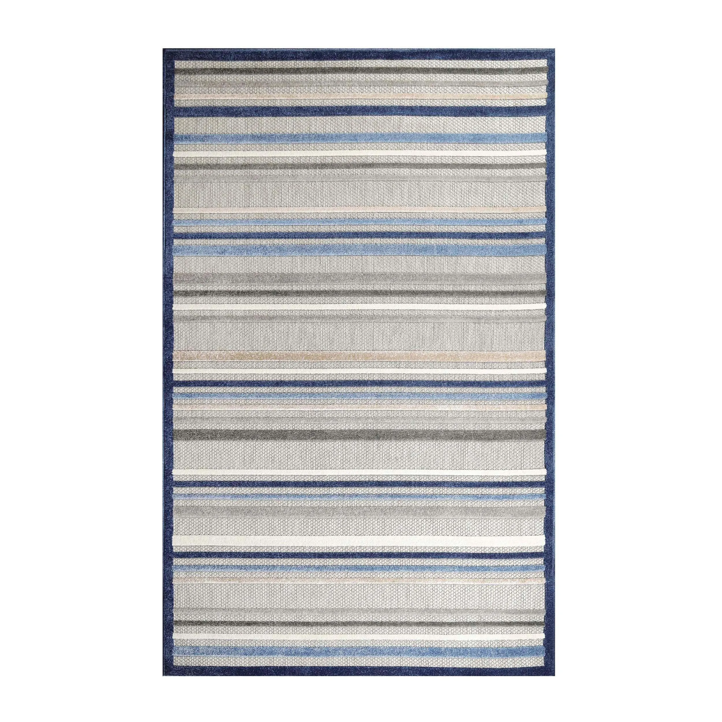 Superior Coastal Stripe Geometric Modern Indoor Outdoor Area Rug