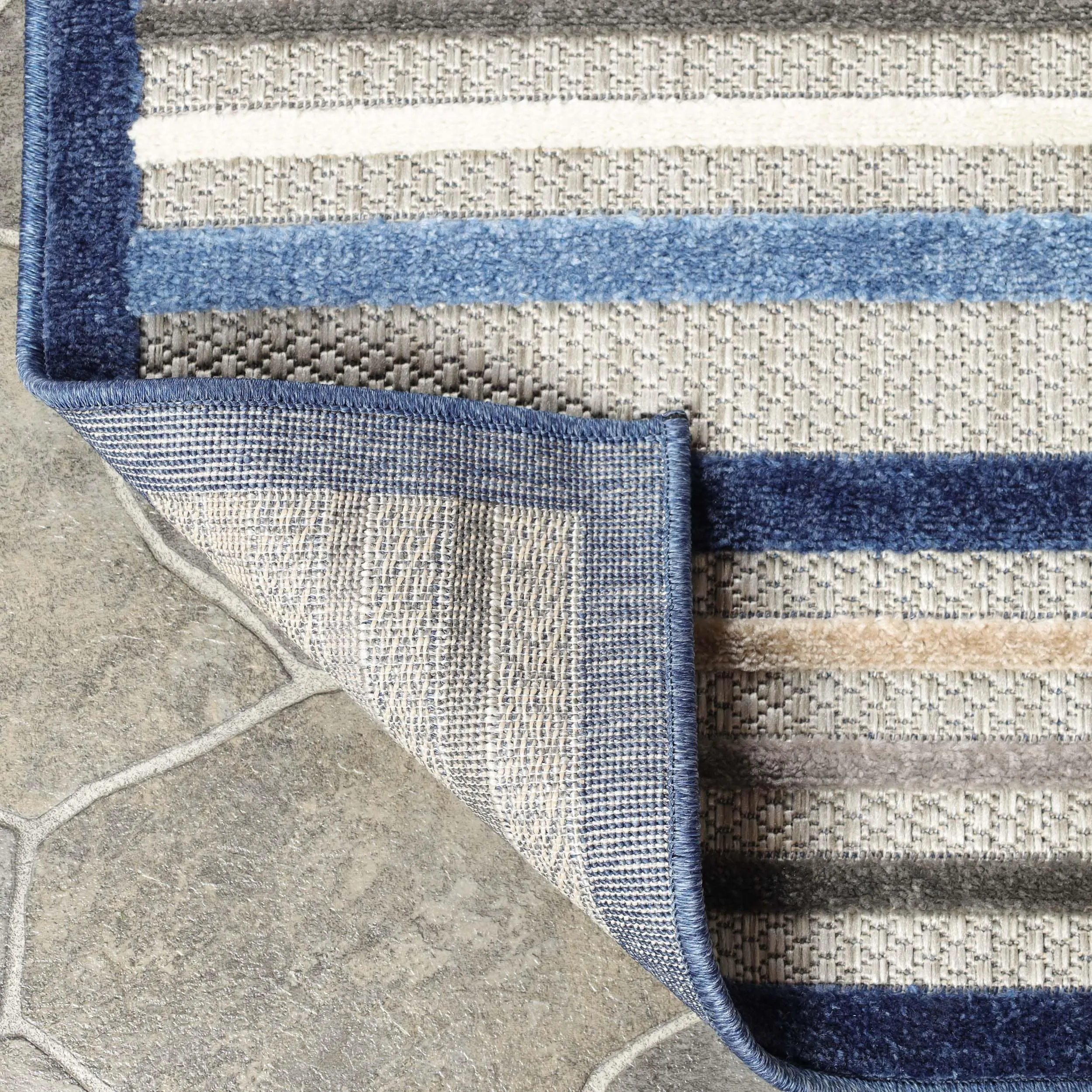 Superior Coastal Stripe Geometric Modern Indoor Outdoor Area Rug