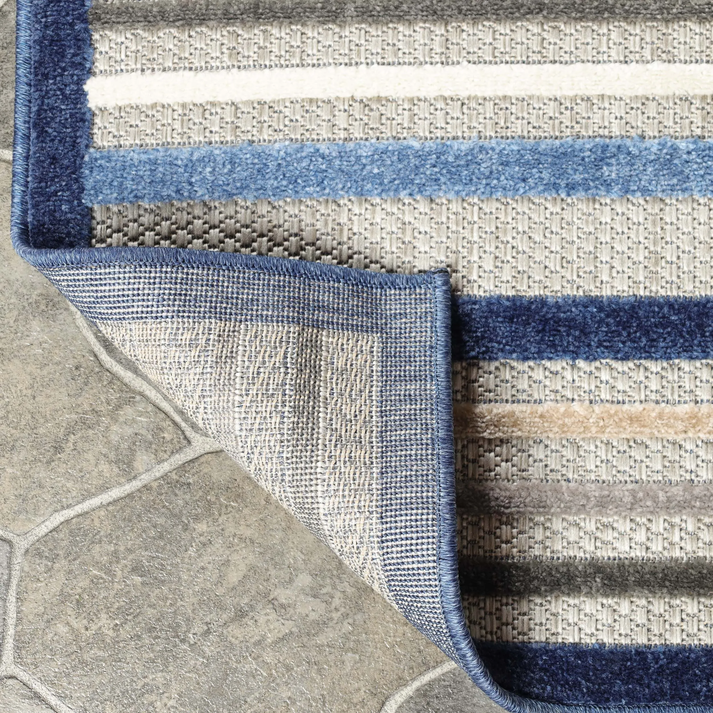 Superior Coastal Stripe Geometric Modern Indoor Outdoor Area Rug