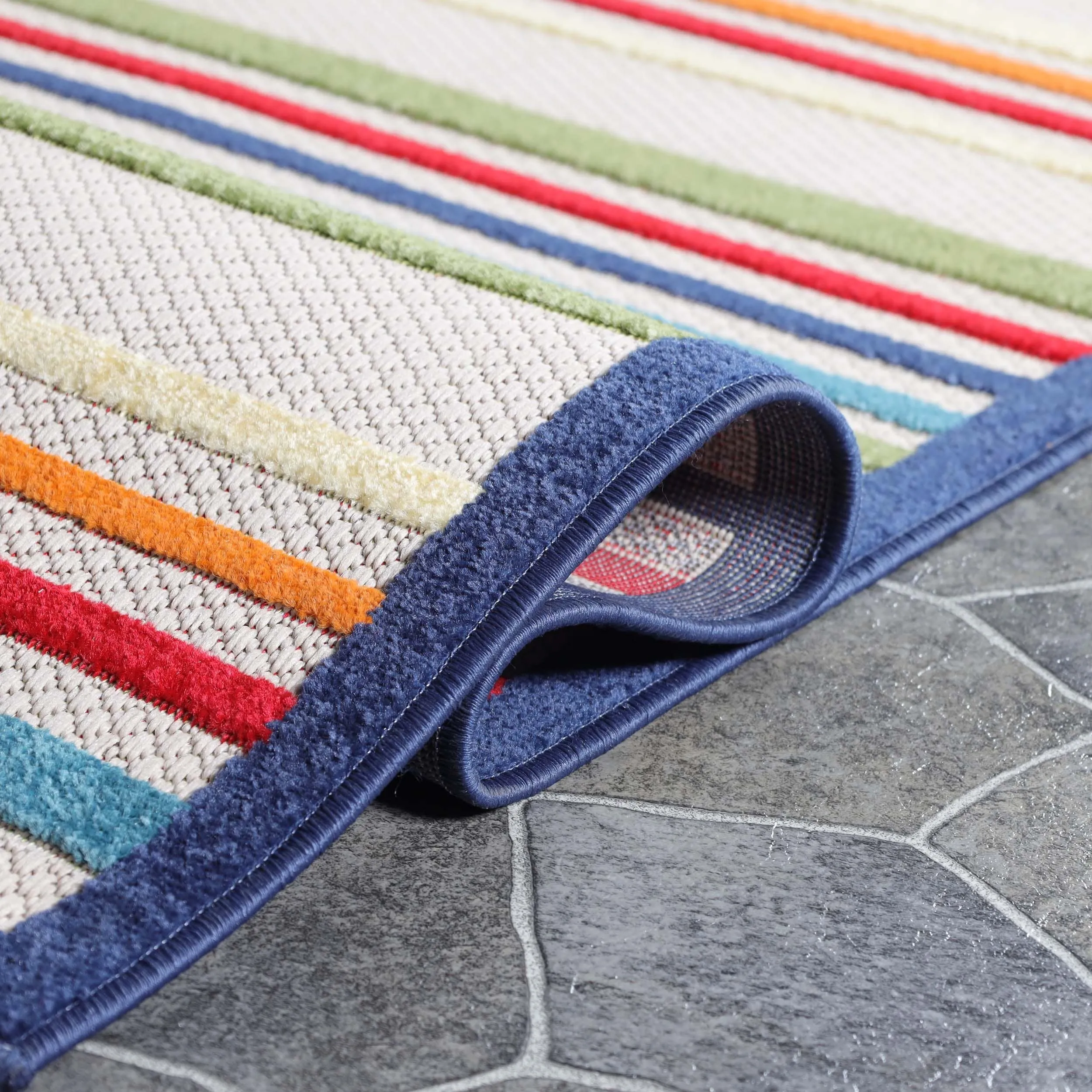 Superior Coastal Stripe Geometric Modern Indoor Outdoor Area Rug