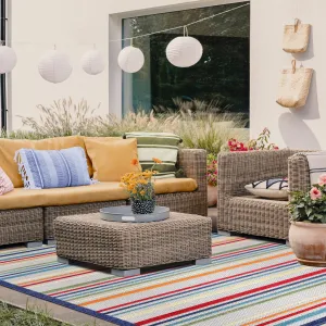 Superior Coastal Stripe Geometric Modern Indoor Outdoor Area Rug